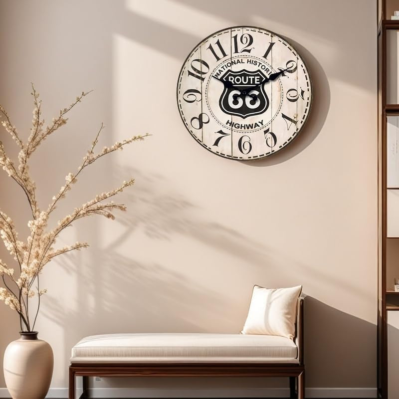 Elegant 12-Inch Silent Wall Clock with Light Wood Grain Finish and Arabic Numerals - Perfect Decorative Piece for Home or Office
