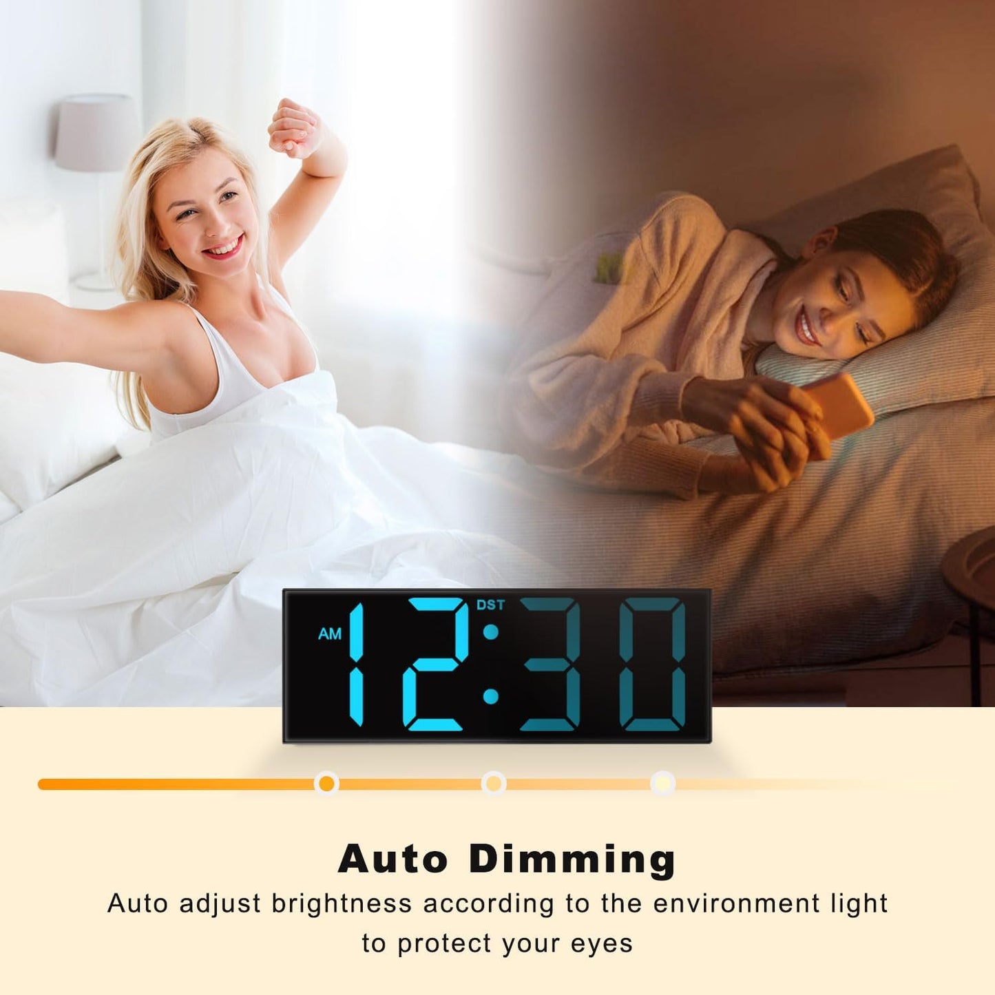 12'' Large Digital Wall Clock with Big LED Display, RGB Colors, Night Light - Perfect for Classroom, Living Room, Bedroom & Ideal Gift for Seniors and Loved Ones