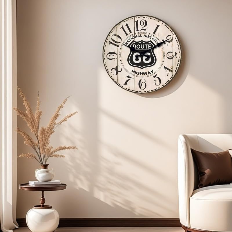 Elegant 12-Inch Silent Wall Clock with Light Wood Grain Finish and Arabic Numerals - Perfect Decorative Piece for Home or Office