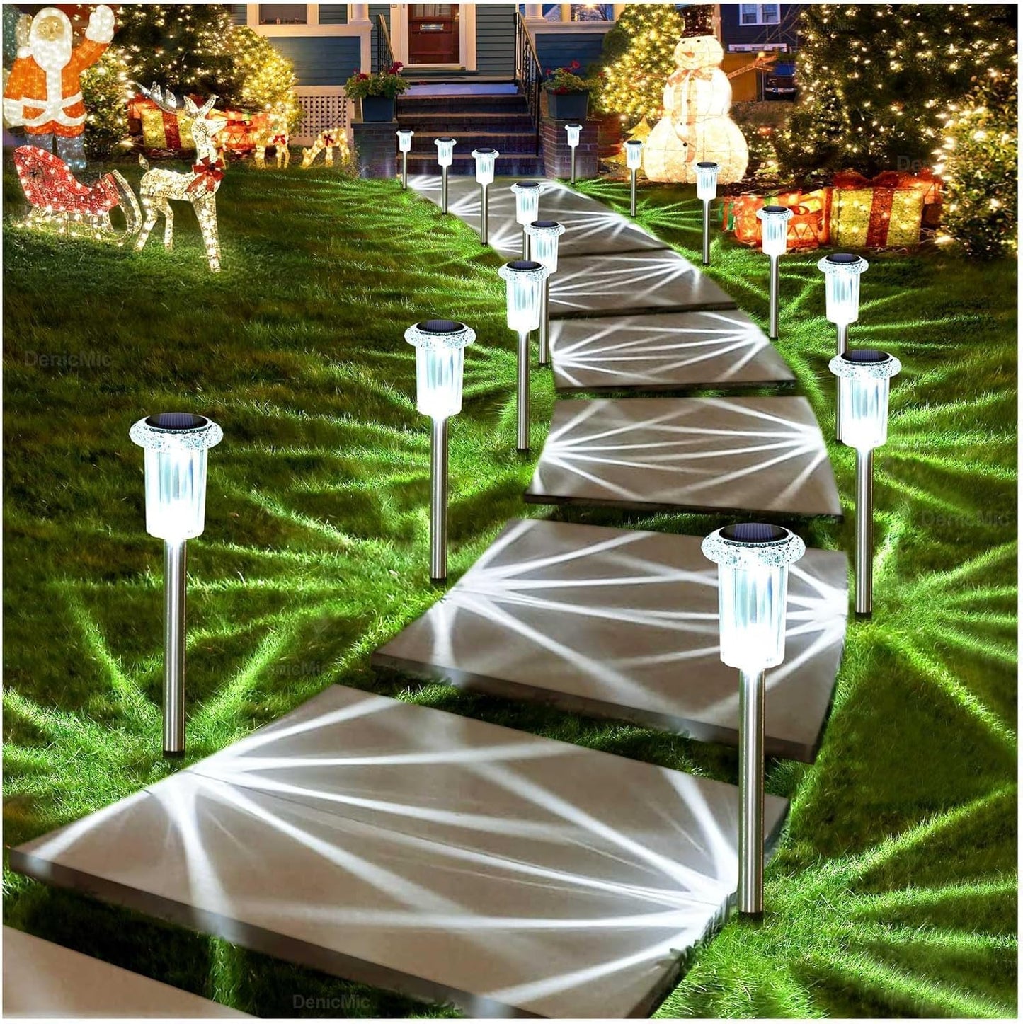 10-Pack Solar Pathway Lights - 6000K LED Waterproof Acrylic & Stainless Steel for Stunning Yard, Garden, and Driveway Illumination