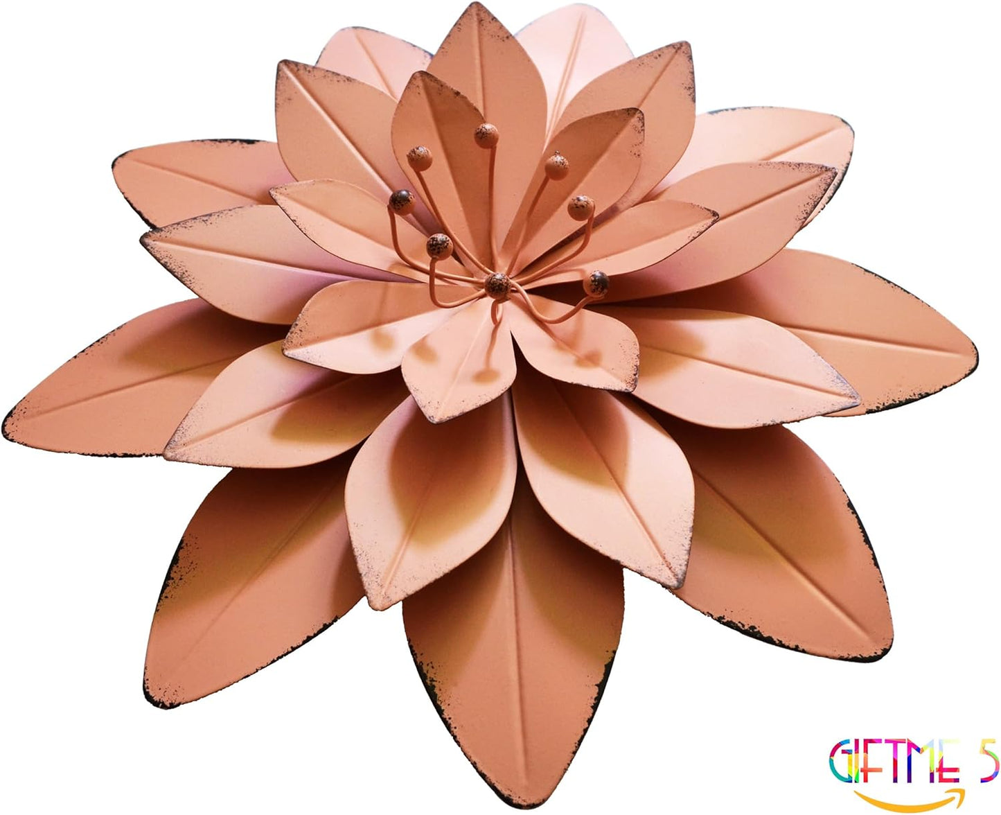 Charming Dusty Light Pink Floral Metal Wall Art Decor - 11.5x2 Inch (Single Piece)