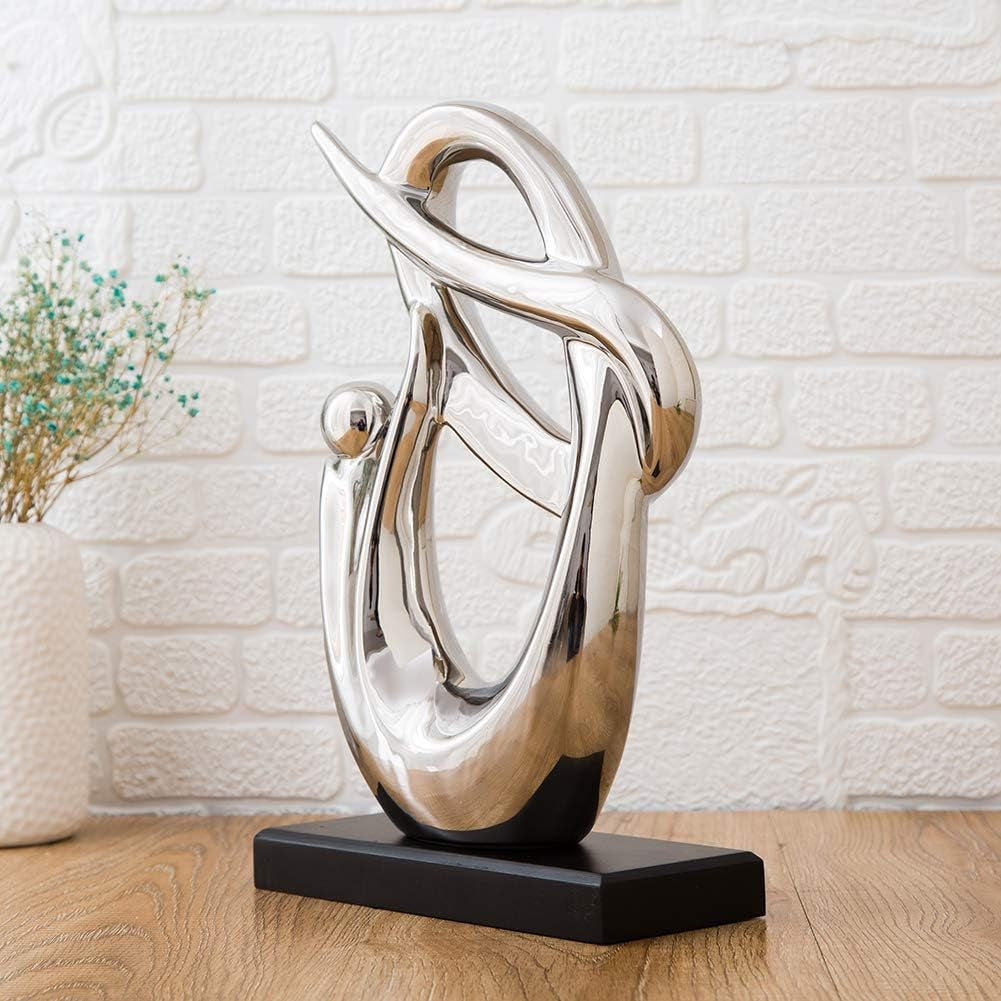 Elegant Silver Ceramic Sculpture - Unique Office Decor & Perfect Gift Idea