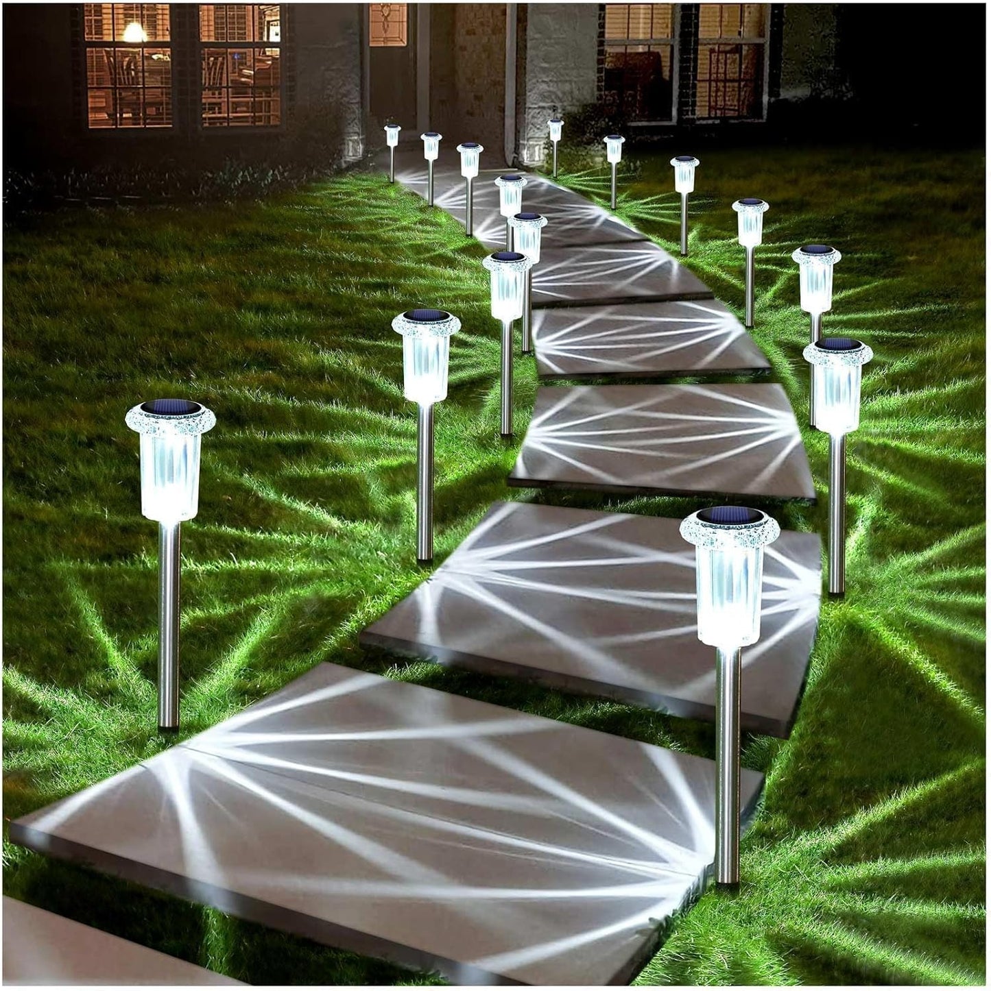 10-Pack Solar Pathway Lights - 6000K LED Waterproof Acrylic & Stainless Steel for Stunning Yard, Garden, and Driveway Illumination