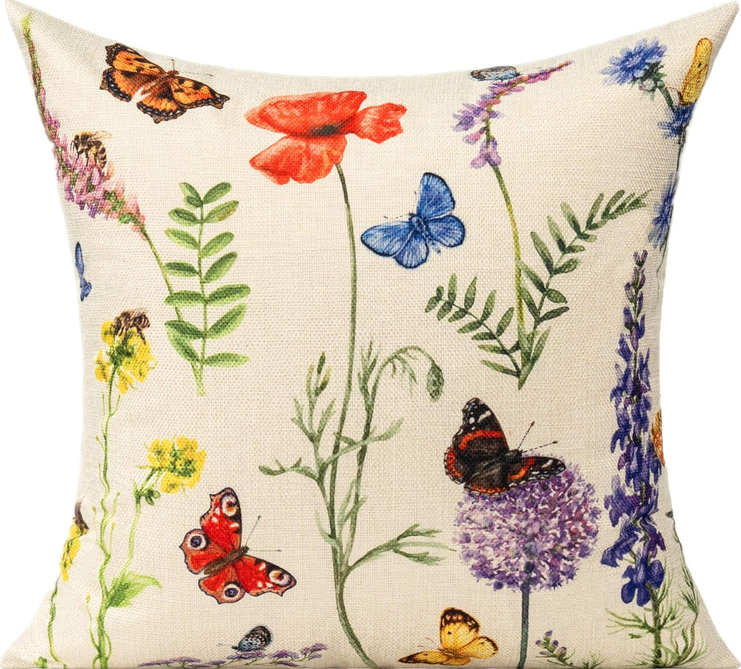 Vibrant Spring Garden Throw Pillow Covers - Set of 4, 18x18 Decorative Cushions for Outdoor Furniture & Farmhouse Style Decor