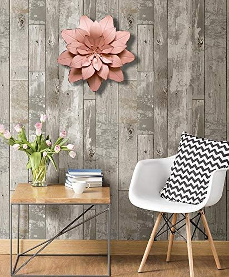 Charming Dusty Light Pink Floral Metal Wall Art Decor - 11.5x2 Inch (Single Piece)