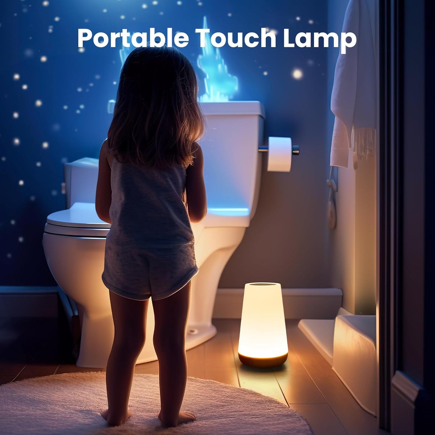 Dimmable Touch Night Light - Portable Bedside Lamp with 5 Brightness Levels & 13 RGB Colors for Nursery, Bedroom & Bathroom