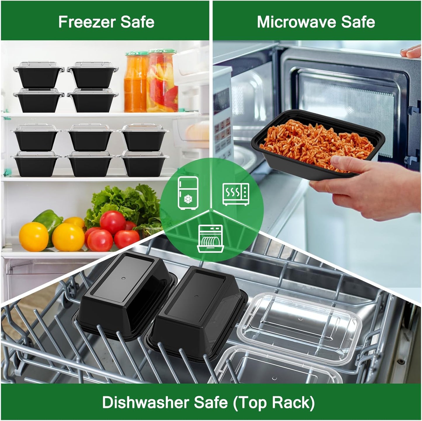 50 Pack of 24 Oz Reusable Meal Prep Containers - Leakproof, Food Safe, Microwave & Dishwasher Safe with Lids for Convenient Food Storage