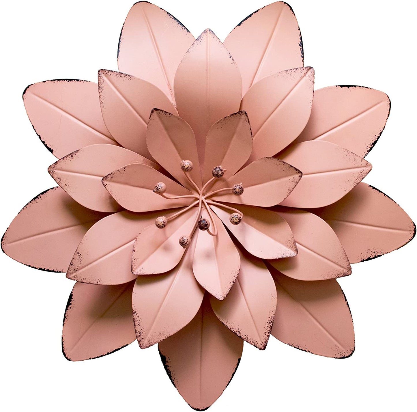 Charming Dusty Light Pink Floral Metal Wall Art Decor - 11.5x2 Inch (Single Piece)