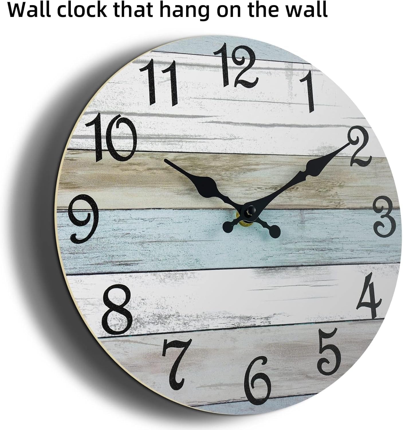 10-Inch Rustic Coastal Wall Clock - Silent Non-Ticking Battery Operated Decorative Timepiece for Bathroom and Kitchen