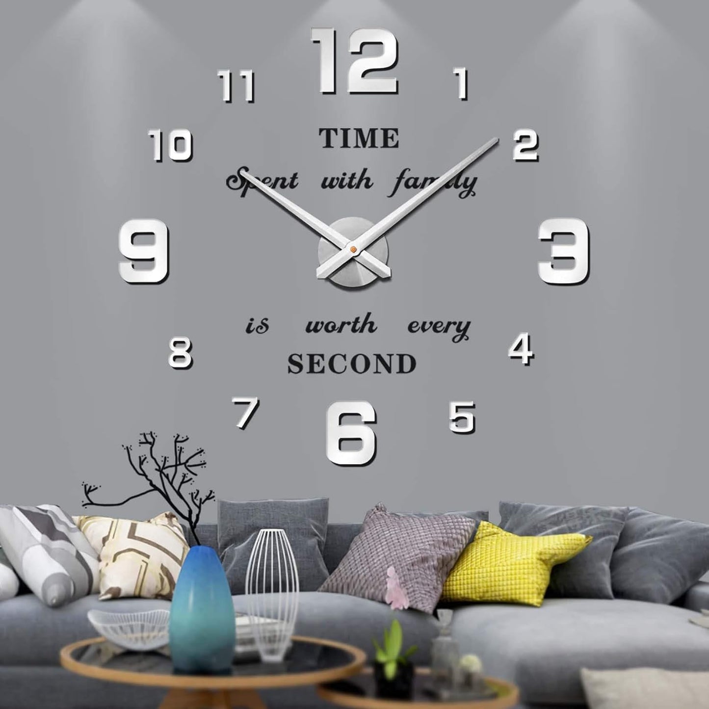 3D Frameless Large Wall Clock - Stylish DIY Home Decor for Living Room, Bedroom, and Office