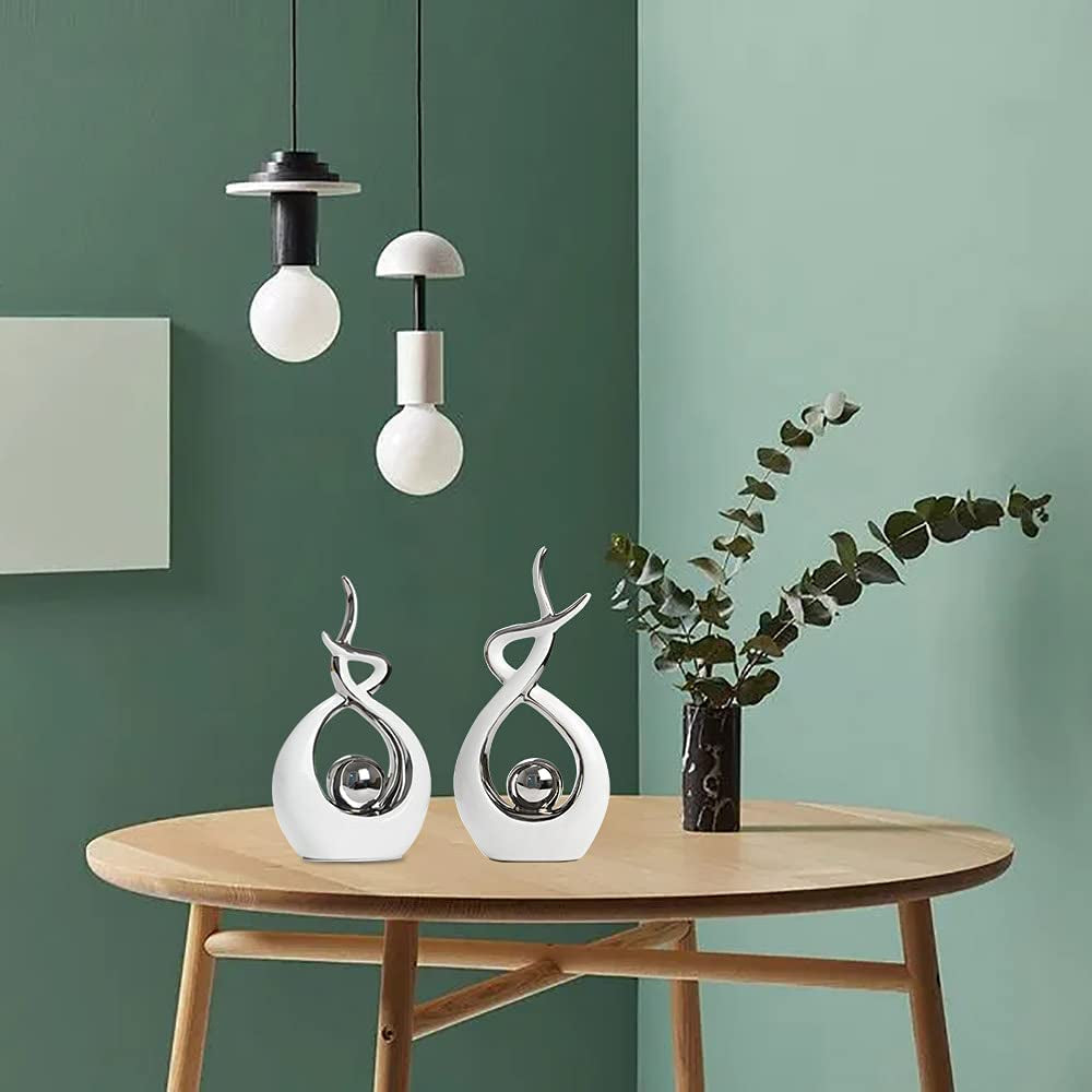 Modern Abstract Ceramic Statue - Elegant Table Decor for Dining Room, Living Room & Office Centerpiece