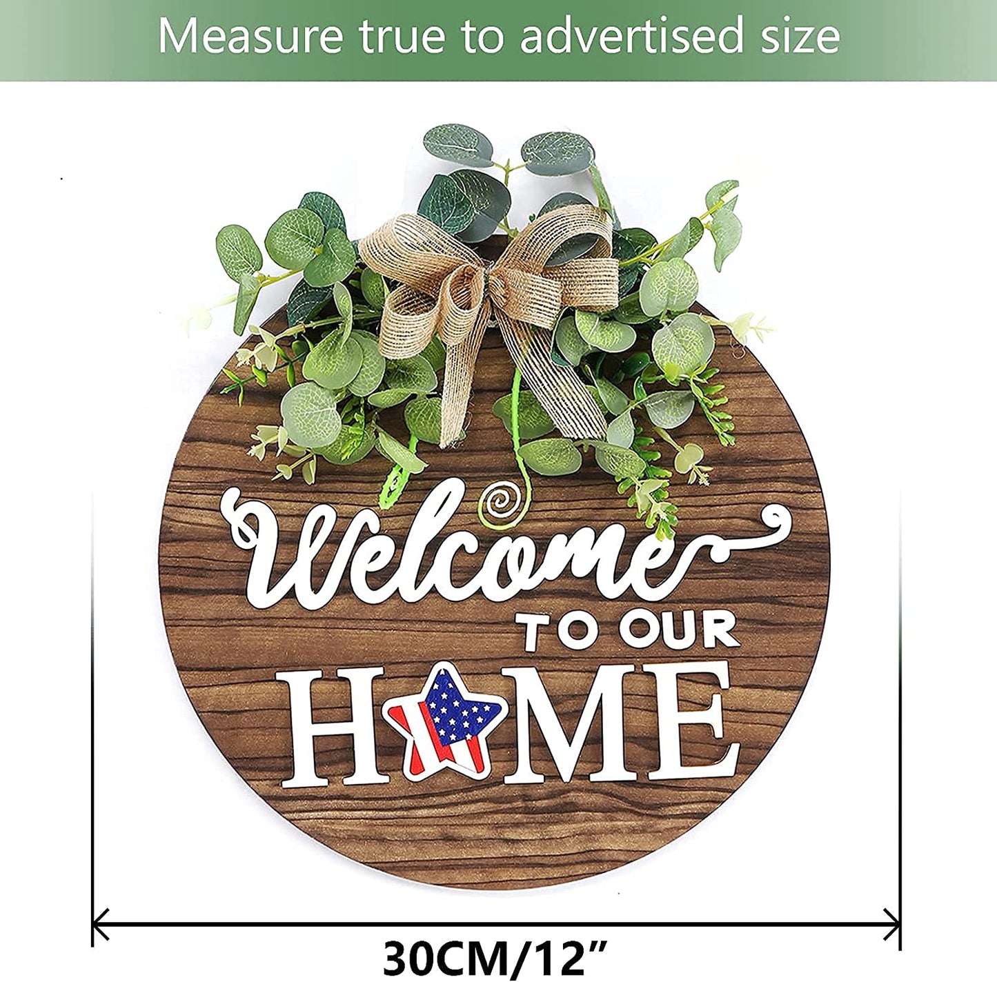 Seasonal Interchangeable Welcome Sign - Rustic Round Wood Wreath for All Occasions, Perfect for Home Decor, Porch, and Front Door!