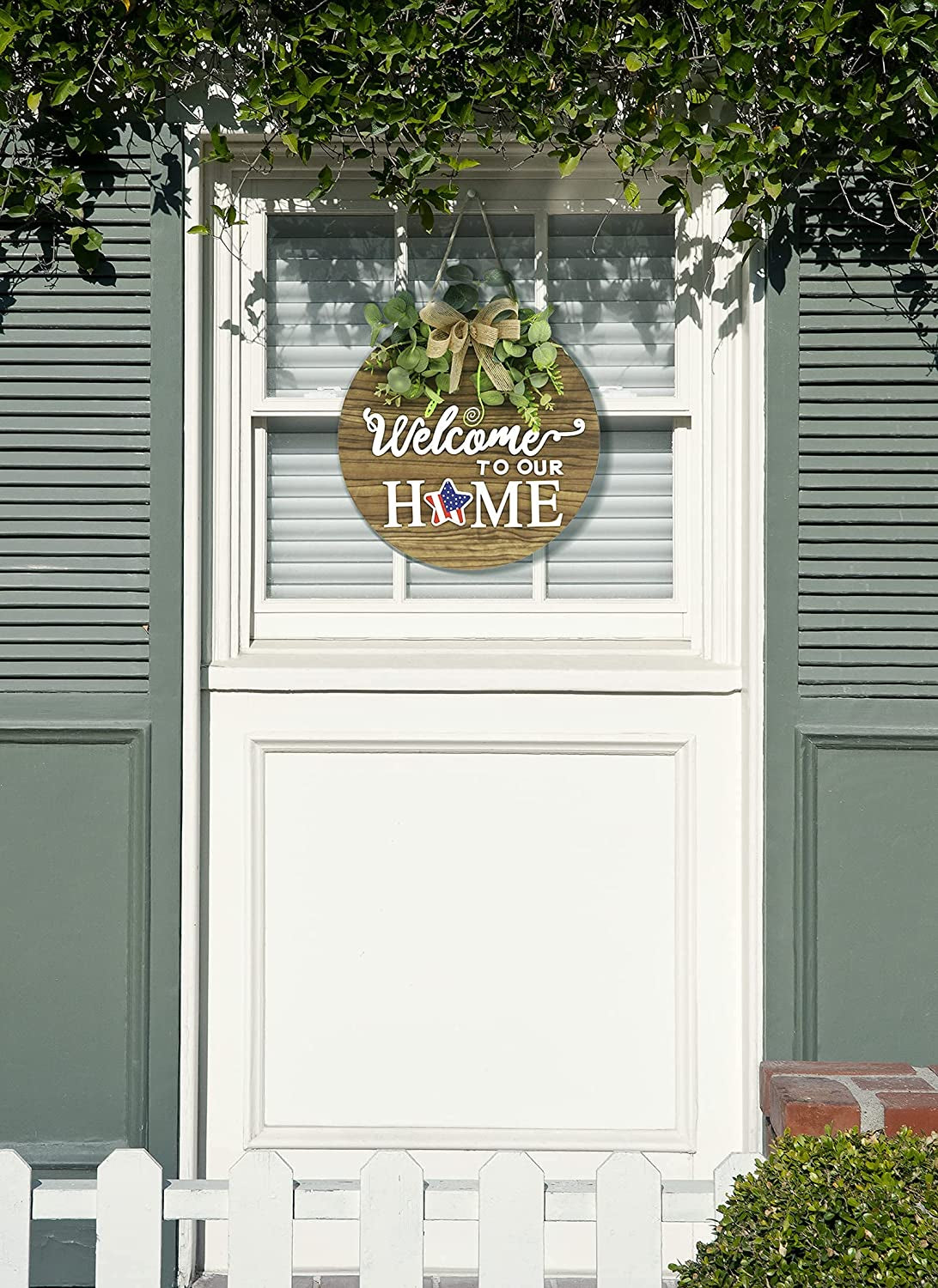 Seasonal Interchangeable Welcome Sign - Rustic Round Wood Wreath for All Occasions, Perfect for Home Decor, Porch, and Front Door!
