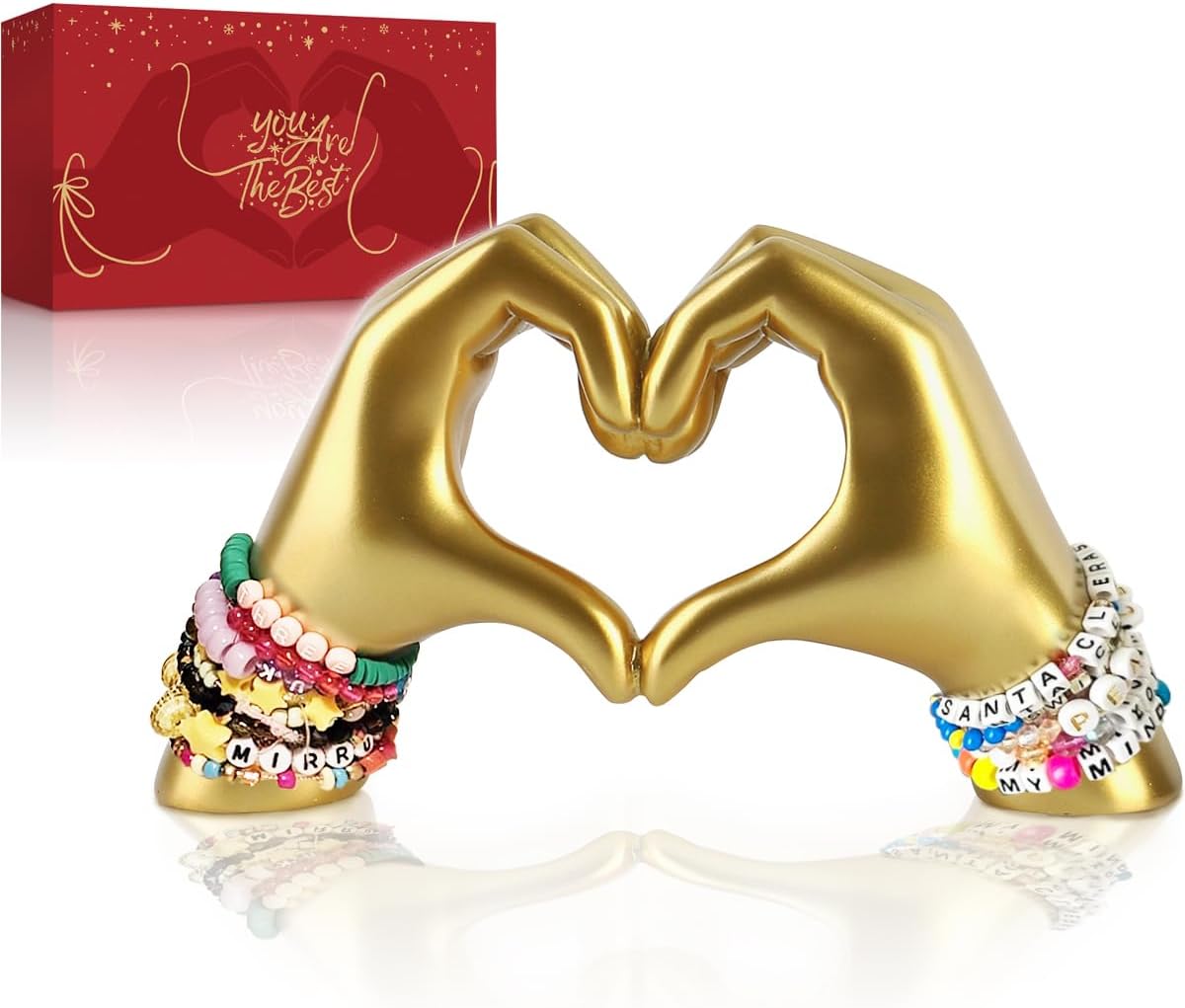 Heart Hands Sculpture - Elegant Gold Decor for Living Room & Bedroom, Perfect Personalized Gift from Daughter, Son, or Wife