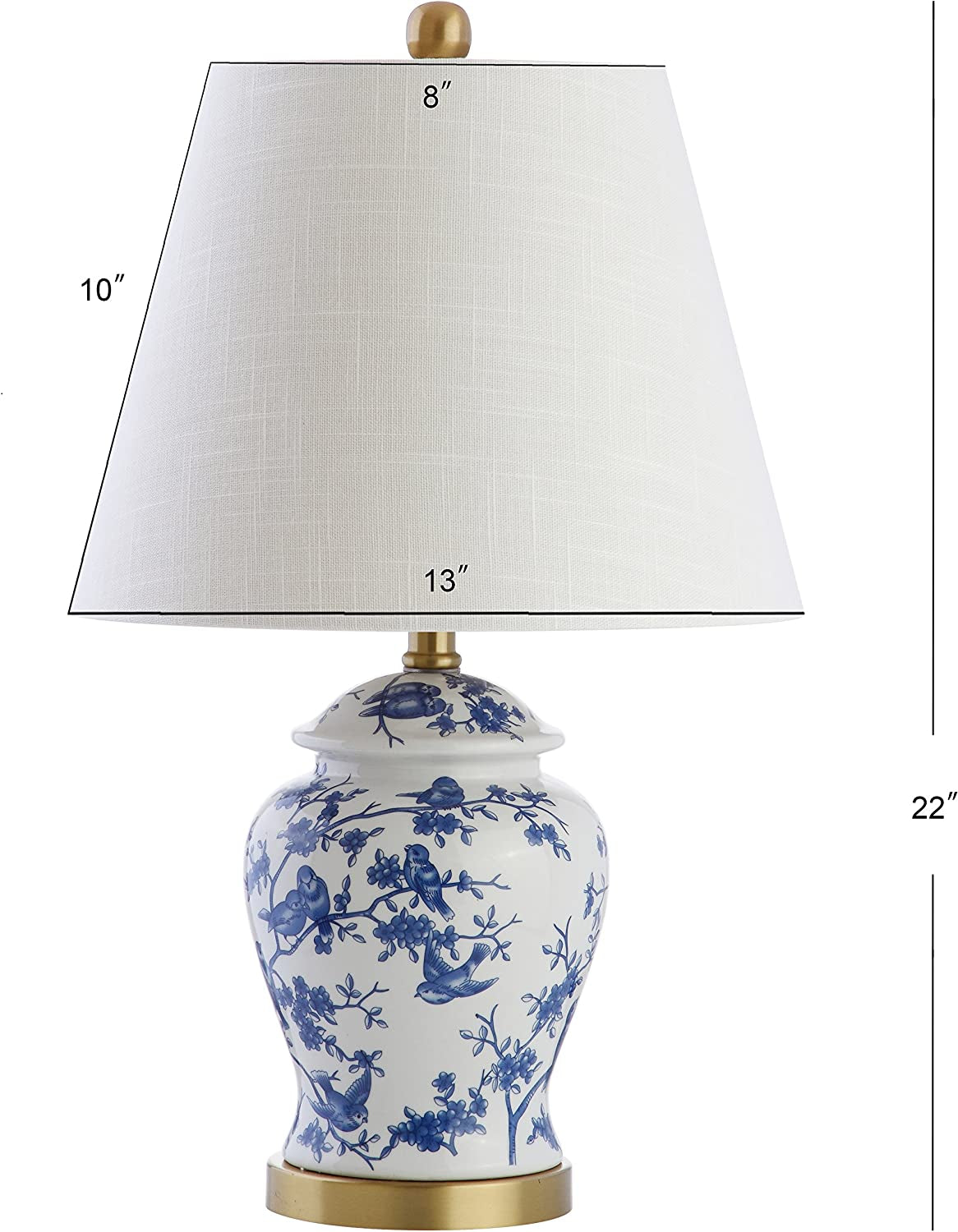 Elegant Chinoiserie 22" LED Table Lamp - Perfect for Bedroom, Living Room, or Office - Includes LED Bulb - Blue/White Design