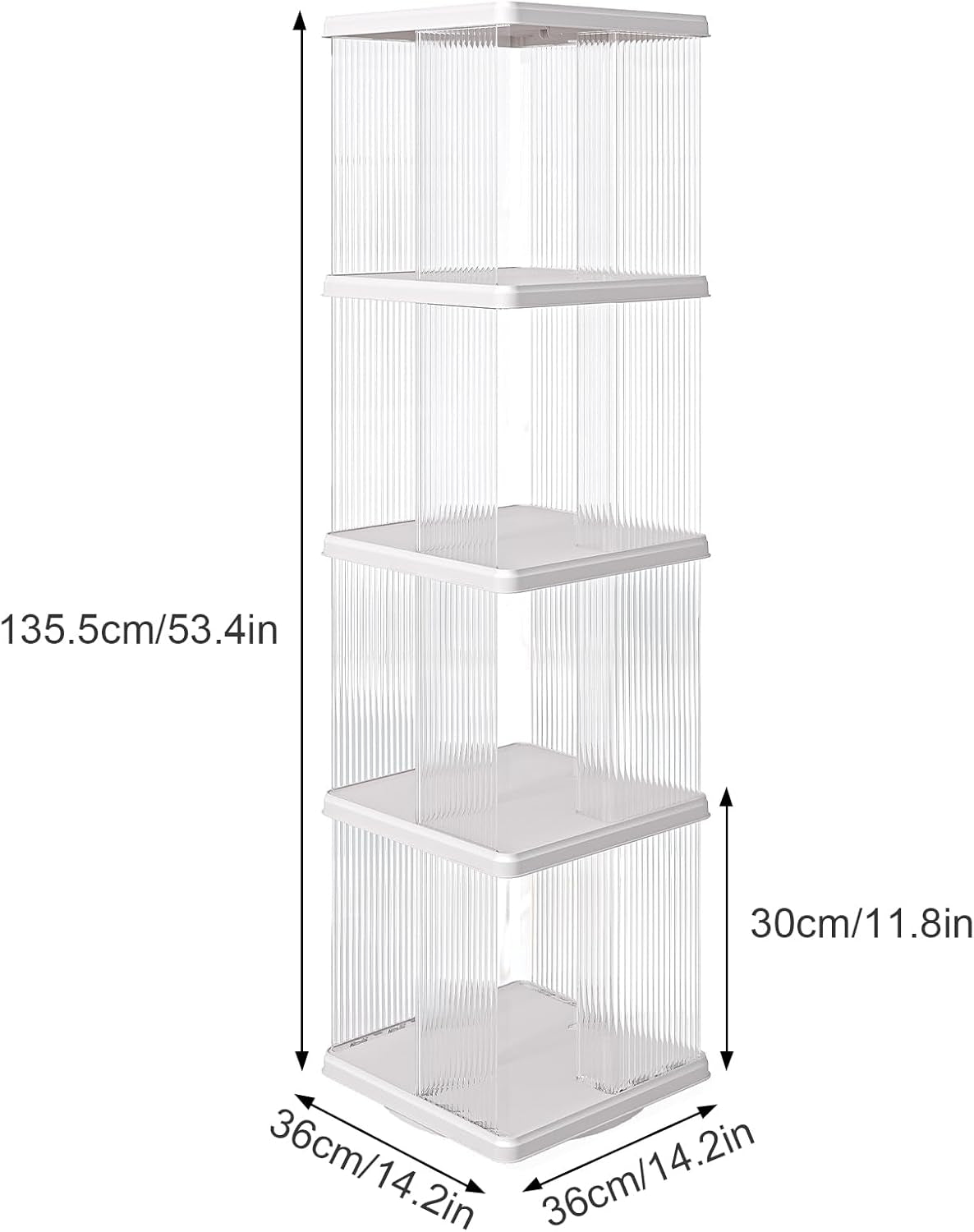 Compact 4-Tier Rotating Bookshelf - Perfect Corner Organizer for Small Spaces, 360-Degree Display Bookcase for Bedroom and Living Room