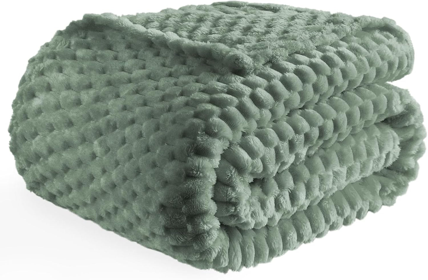 Sage Green Flannel Throw Blanket with Pillow Cover - Cozy 300 GSM Fleece for All Seasons, Perfect for Bed & Sofa (50x71 Inches)