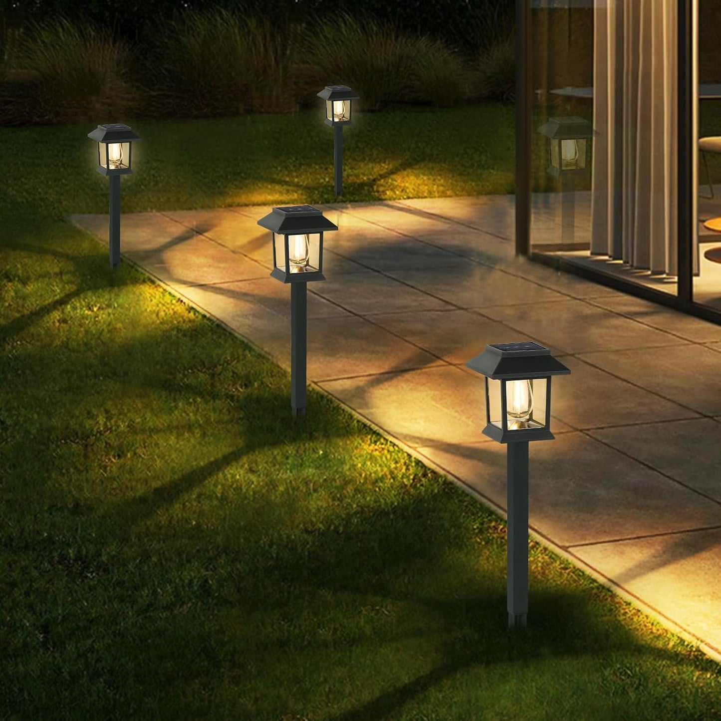 Illuminate Your Outdoors: 12 Pack Waterproof Solar Pathway Lights with Auto On/Off for Garden, Yard, and Patio Decor