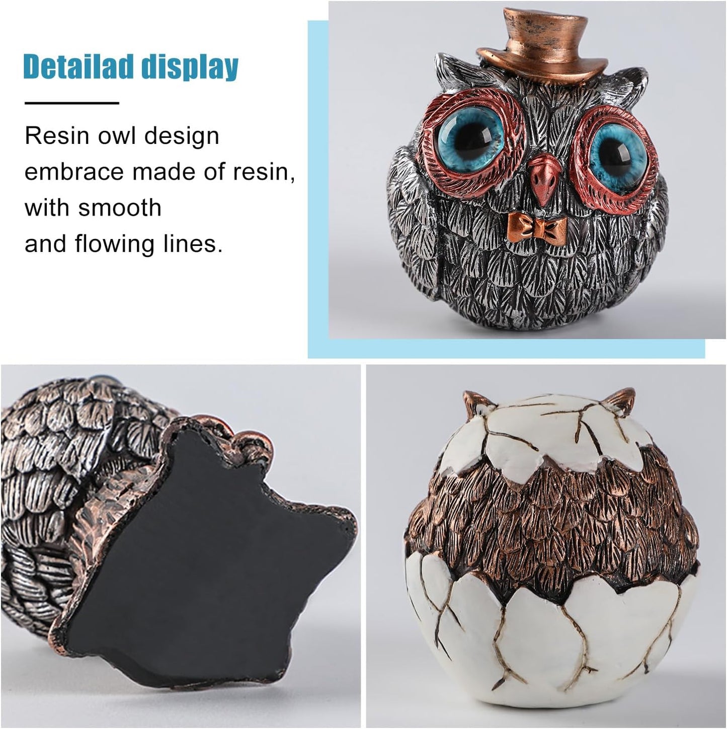 Charming Owl Statue Set - 3 Unique Owl Figurines for Modern Boho Home Decor, Perfect Gift for Women & Bird Lovers