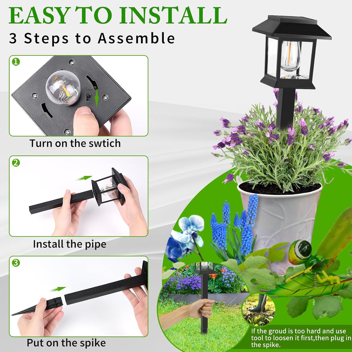 Illuminate Your Outdoors: 12 Pack Waterproof Solar Pathway Lights with Auto On/Off for Garden, Yard, and Patio Decor