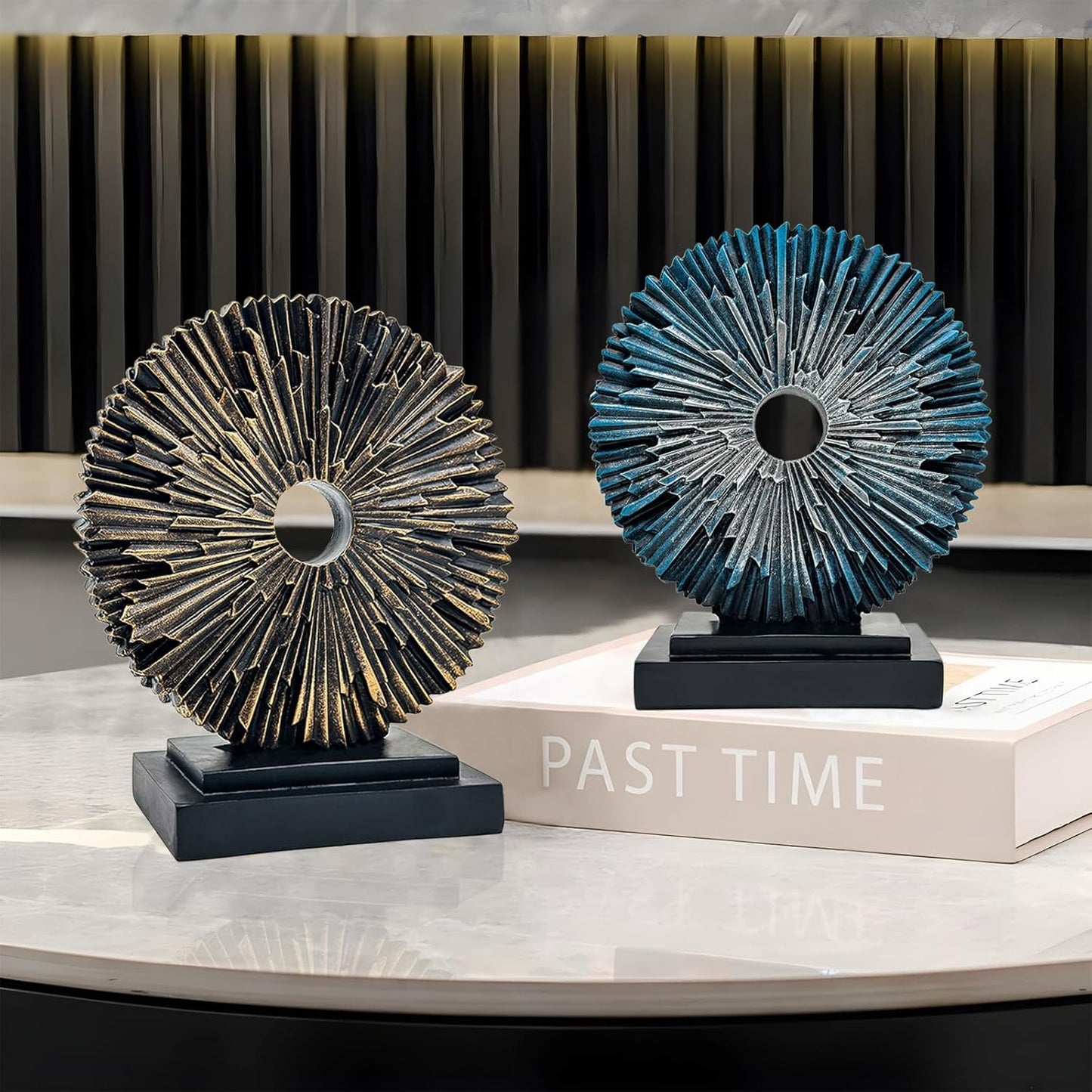 Modern Blue Abstract Sculpture - Stylish Home and Office Decor for Men, Perfect for Bookshelves and Tabletops