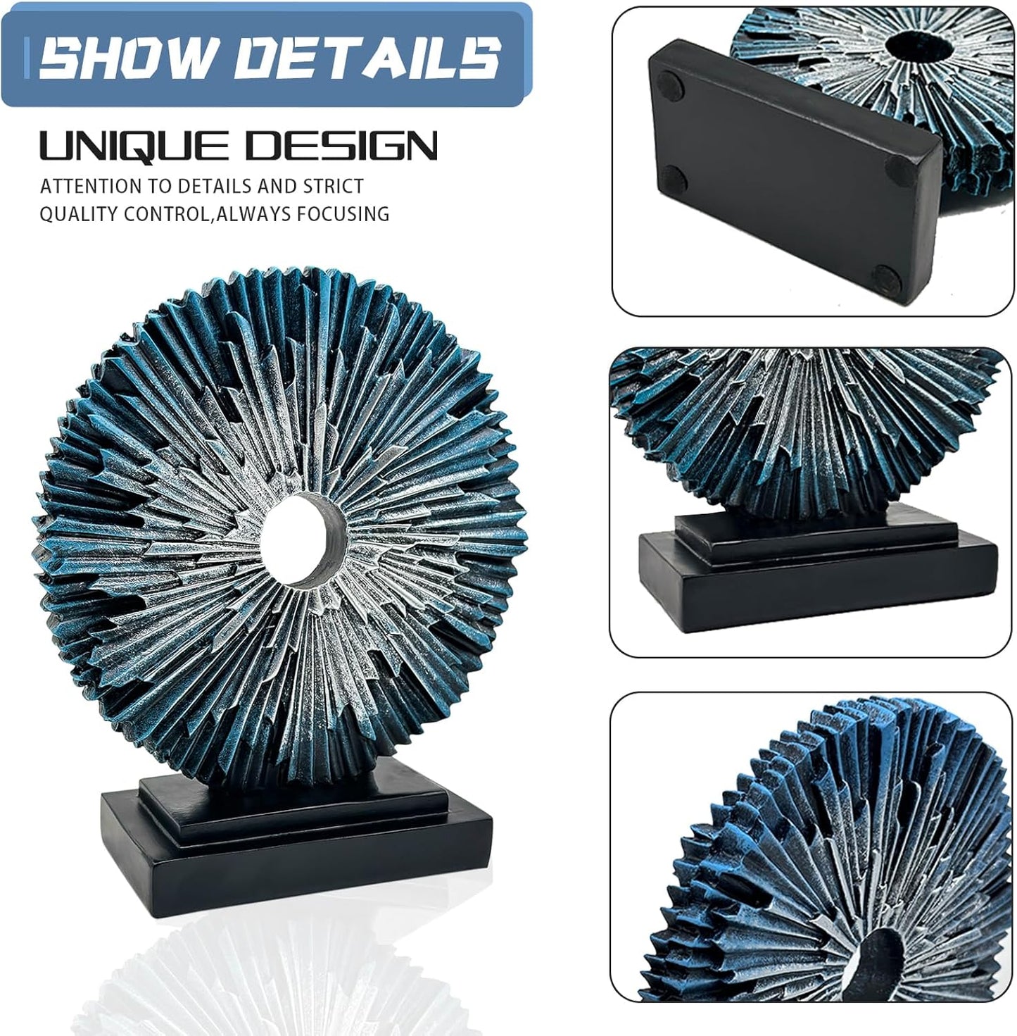 Modern Blue Abstract Sculpture - Stylish Home and Office Decor for Men, Perfect for Bookshelves and Tabletops