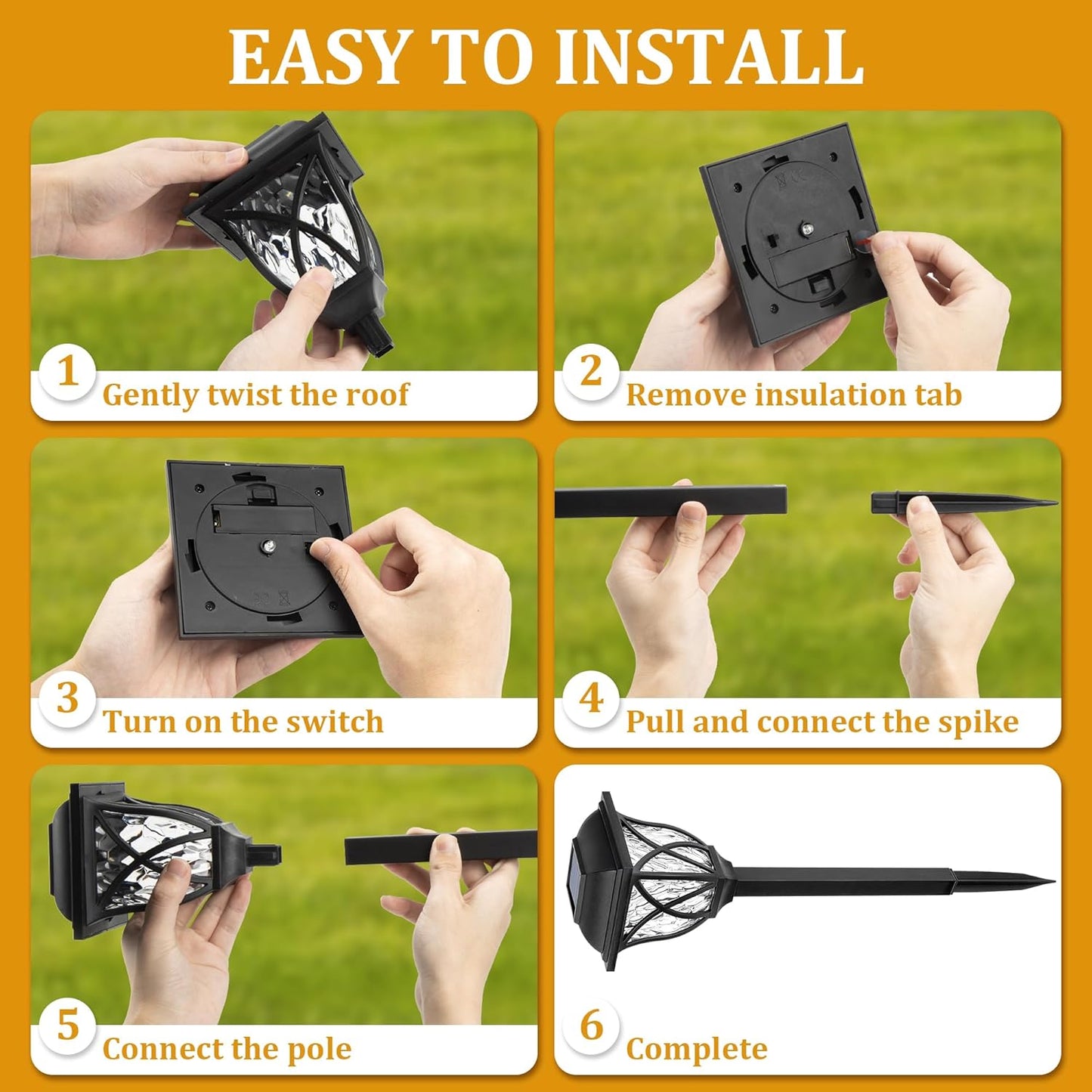 Illuminate Your Outdoors with 6 Pack Solar Garden Lights - Waterproof LED Decor for Yard, Patio, and Walkway (Warm White)