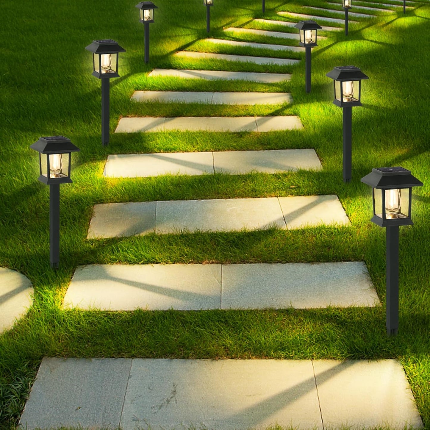 Illuminate Your Outdoors: 12 Pack Waterproof Solar Pathway Lights with Auto On/Off for Garden, Yard, and Patio Decor