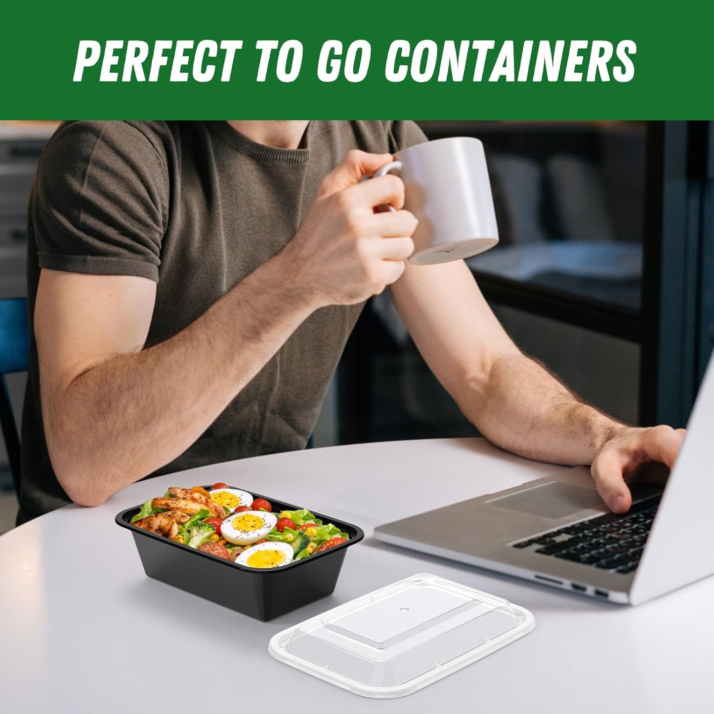 50 Pack of 24 Oz Reusable Meal Prep Containers - Leakproof, Food Safe, Microwave & Dishwasher Safe with Lids for Convenient Food Storage