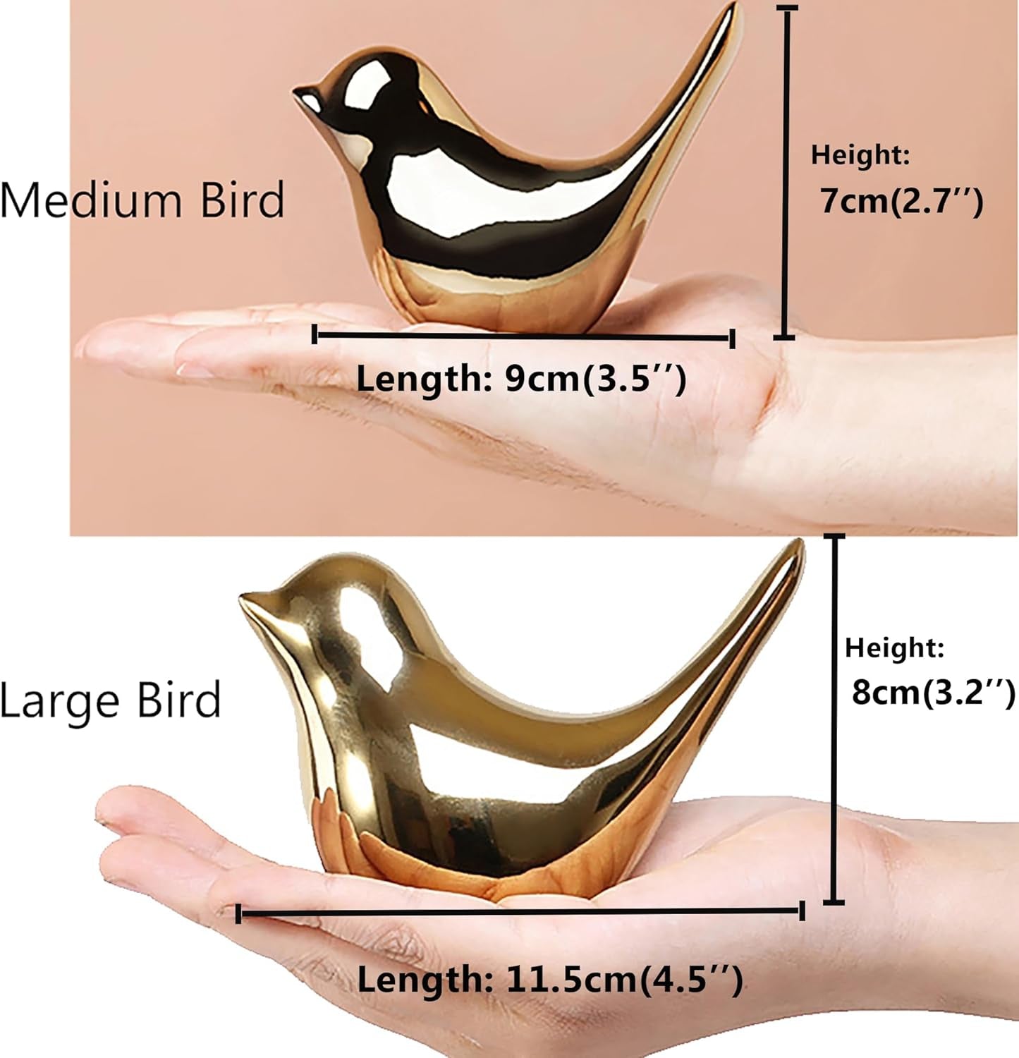 Elegant Gold Small Bird Statues - Modern Decorative Ornaments for Home, Office & Living Spaces