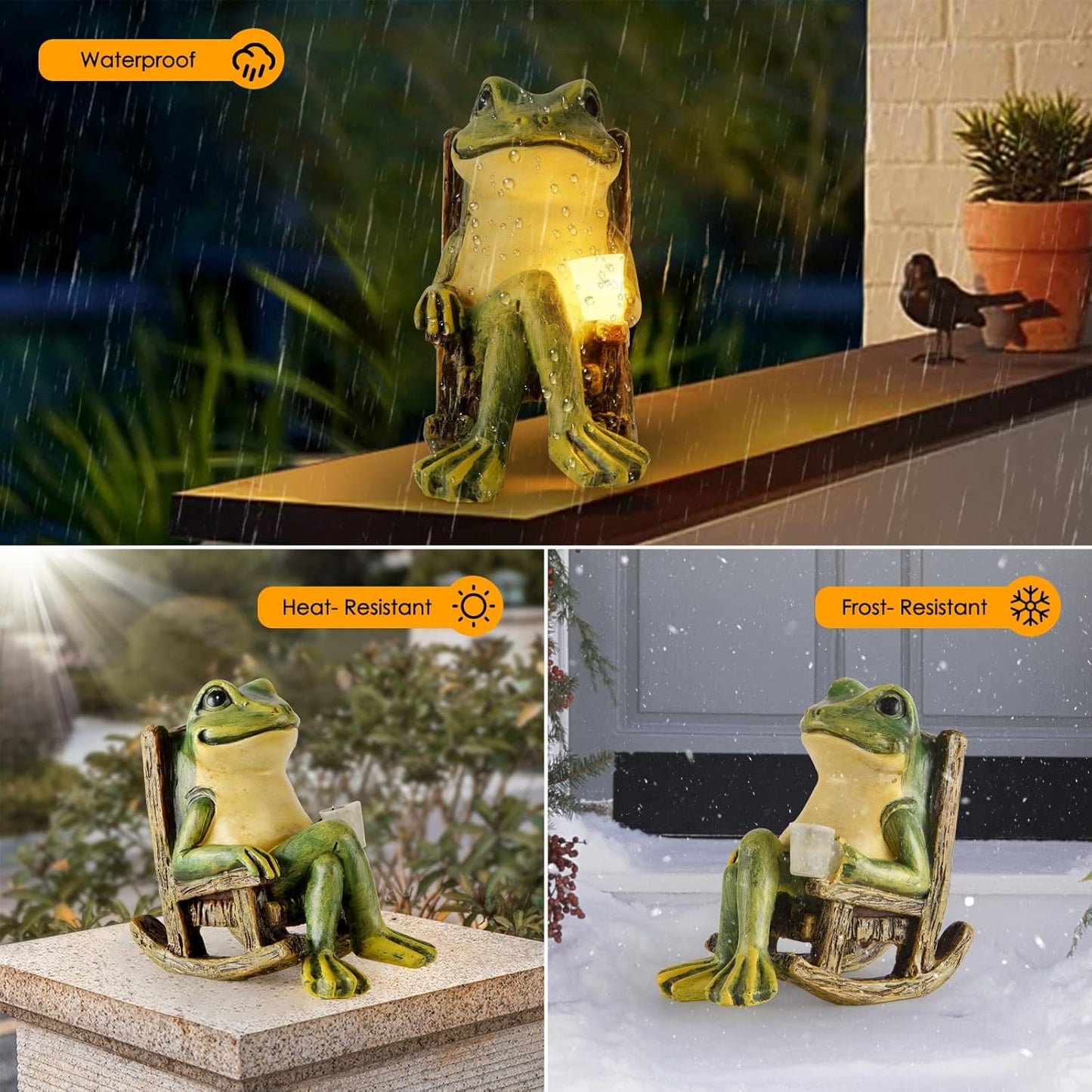 Charming Miniature Frog Garden Statue - Perfect Mom & Dad Gifts for Home Decor, Fairy Garden Accessories, and Outdoor Solar Lights - Ideal Housewarming Ornament for Patio, Yard, and Lawn (3.89"X2.36"X3.93")