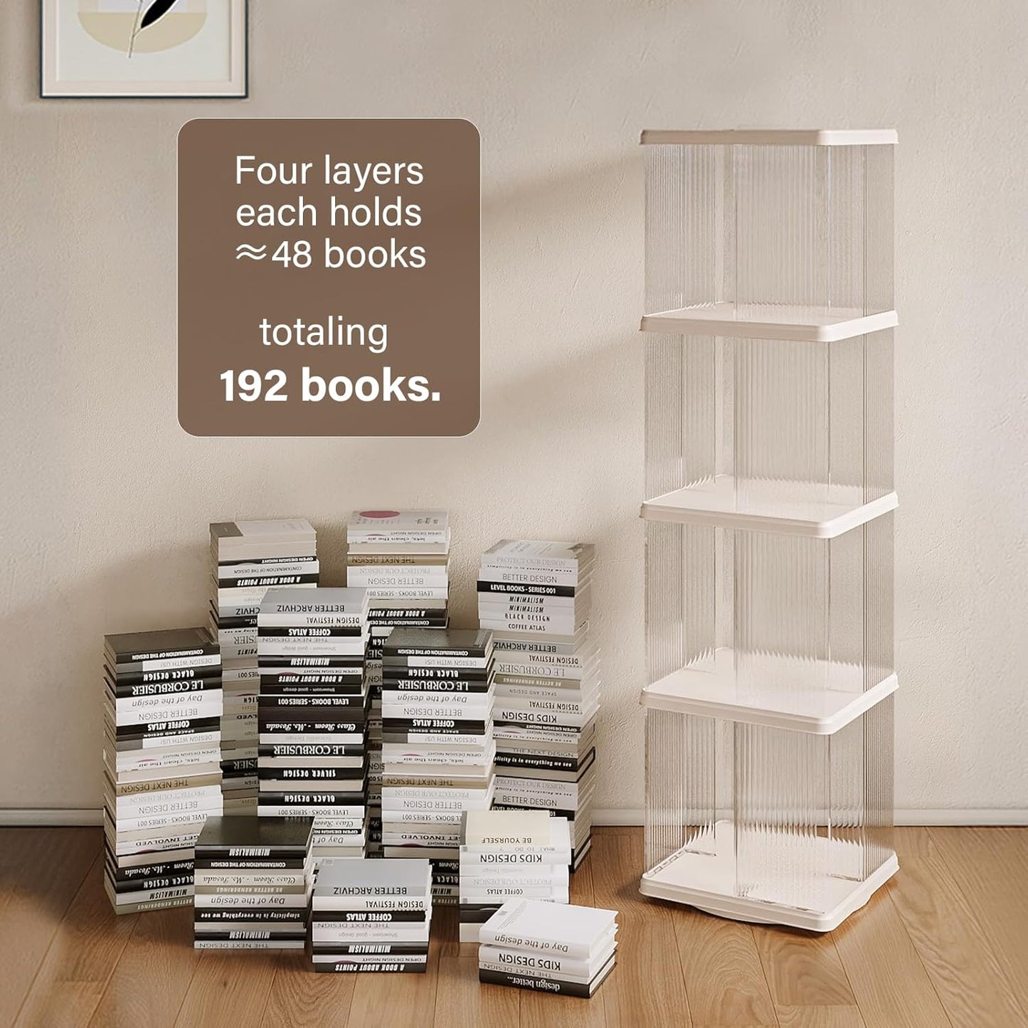 Compact 4-Tier Rotating Bookshelf - Perfect Corner Organizer for Small Spaces, 360-Degree Display Bookcase for Bedroom and Living Room