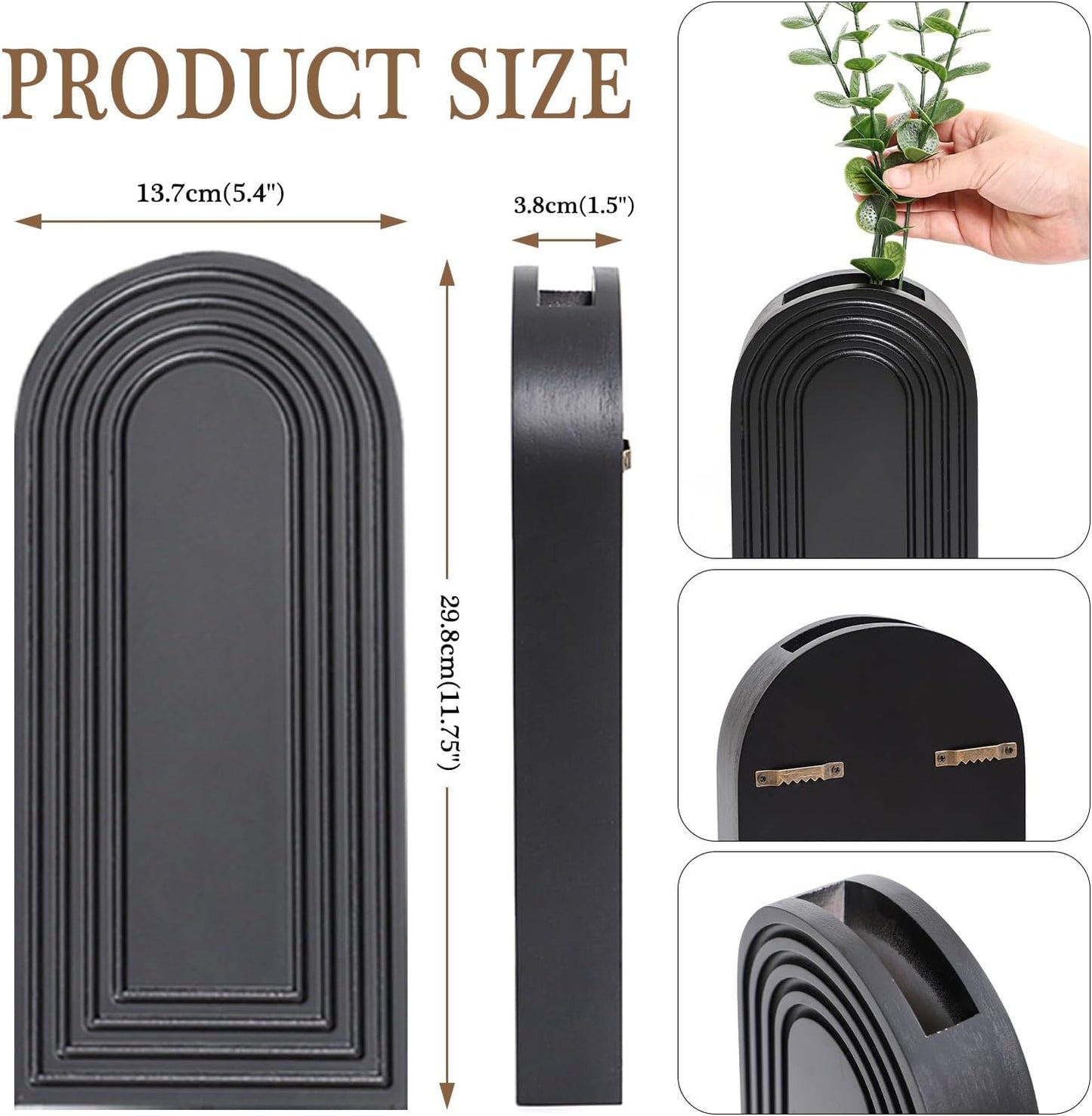 Chic 2 Pack Wooden Wall Vase Set - Stylish Brown Finish for Modern Farmhouse & Boho Decor in Any Space