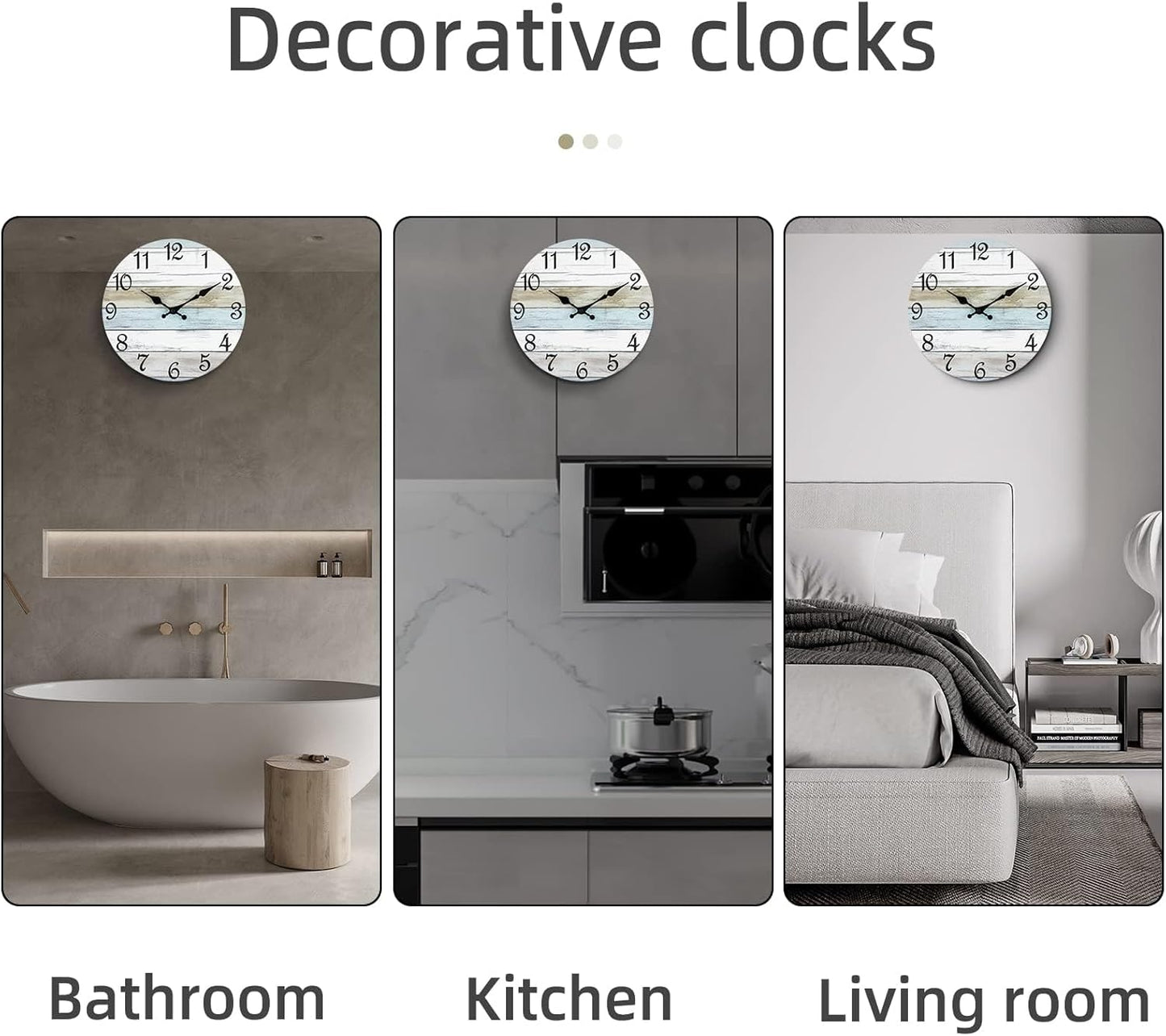 10-Inch Rustic Coastal Wall Clock - Silent Non-Ticking Battery Operated Decorative Timepiece for Bathroom and Kitchen