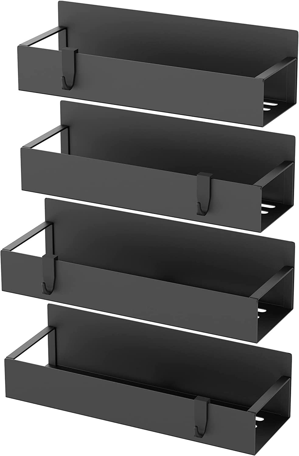 Magnetic Spice Rack Organizer Set - 4 Pack Black Storage for Refrigerator and Oven