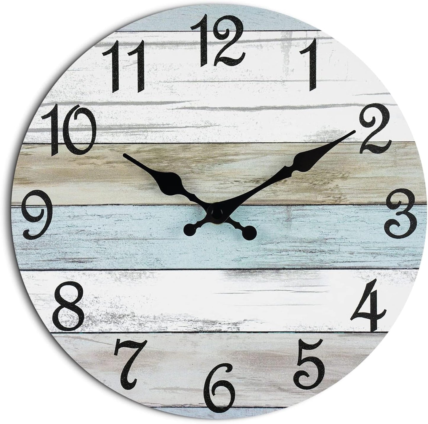 10-Inch Rustic Coastal Wall Clock - Silent Non-Ticking Battery Operated Decorative Timepiece for Bathroom and Kitchen