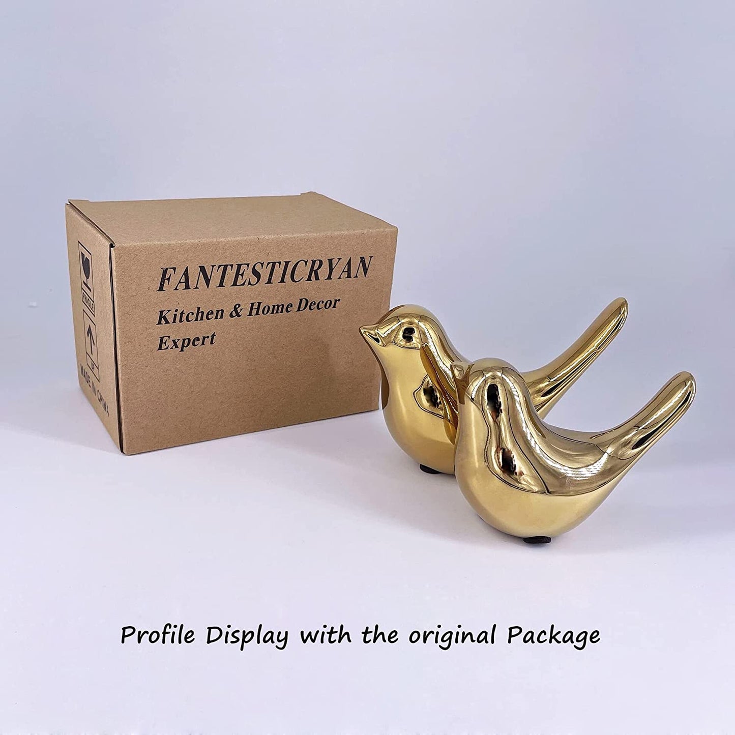 Elegant Gold Small Bird Statues - Modern Decorative Ornaments for Home, Office & Living Spaces