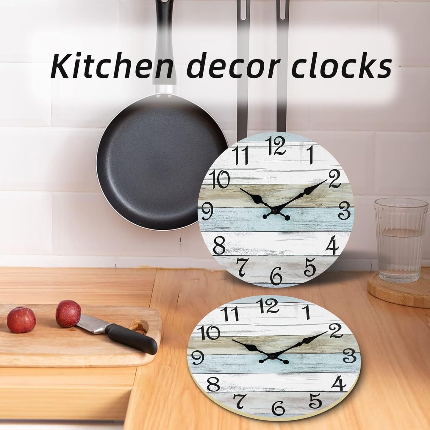 10-Inch Rustic Coastal Wall Clock - Silent Non-Ticking Battery Operated Decorative Timepiece for Bathroom and Kitchen