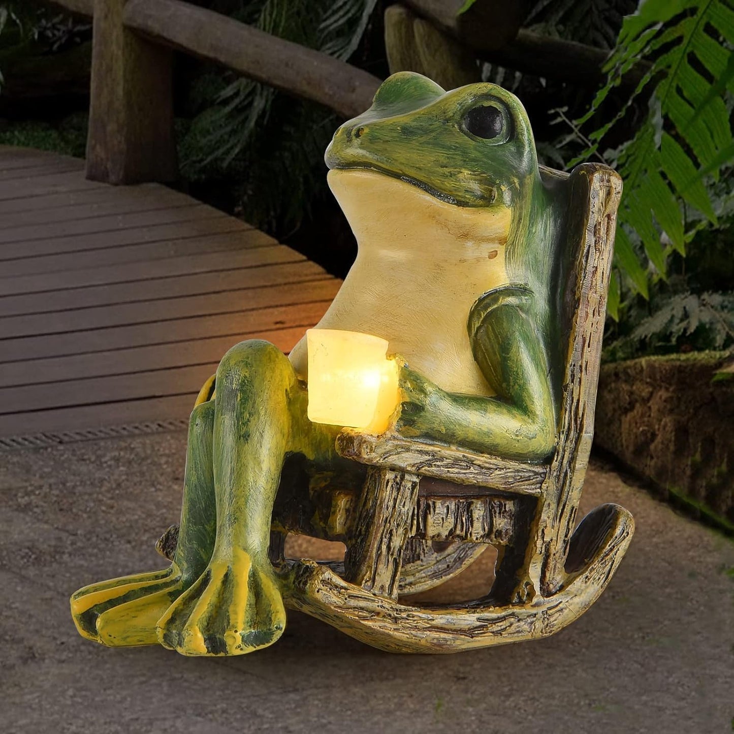 Charming Miniature Frog Garden Statue - Perfect Mom & Dad Gifts for Home Decor, Fairy Garden Accessories, and Outdoor Solar Lights - Ideal Housewarming Ornament for Patio, Yard, and Lawn (3.89"X2.36"X3.93")