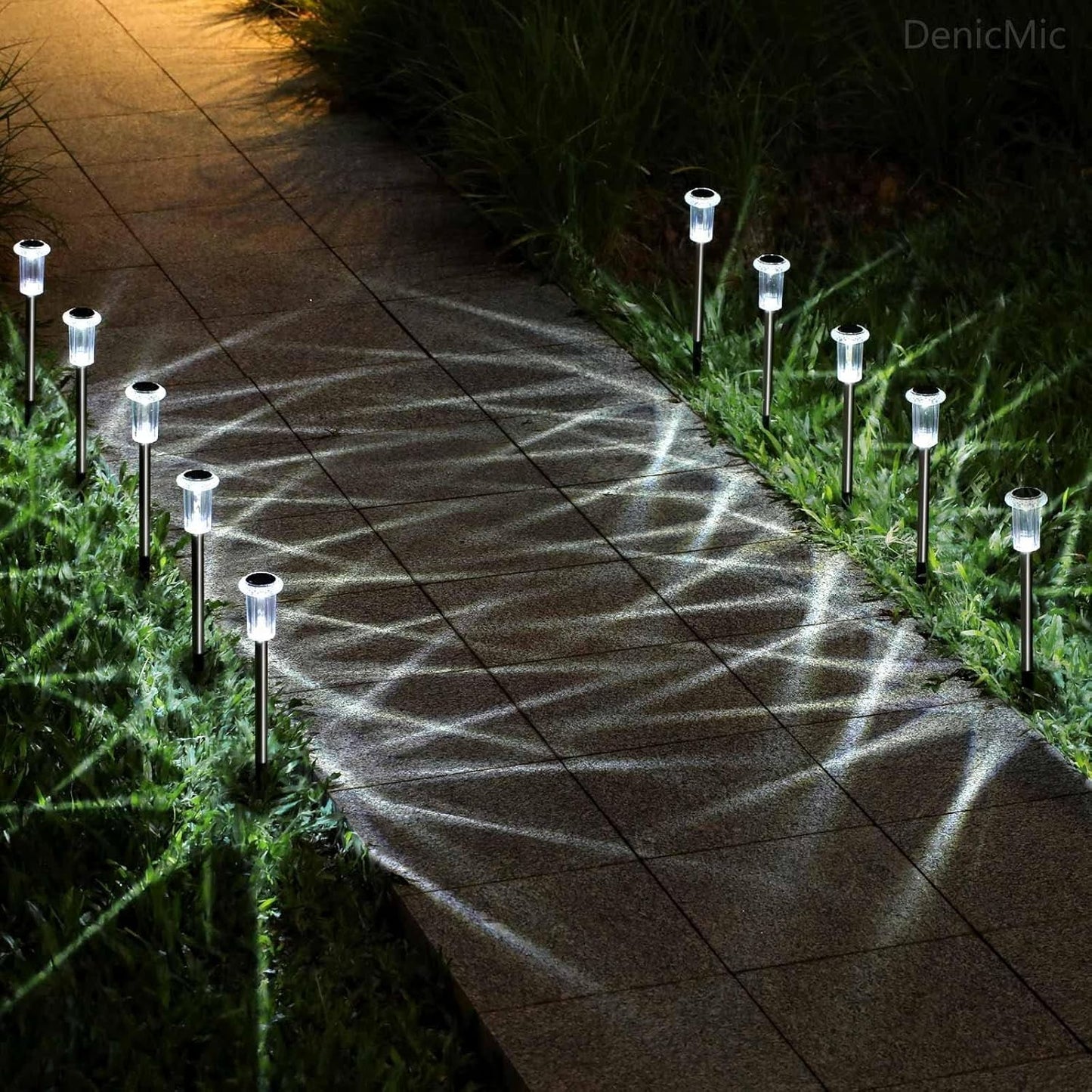 10-Pack Solar Pathway Lights - 6000K LED Waterproof Acrylic & Stainless Steel for Stunning Yard, Garden, and Driveway Illumination