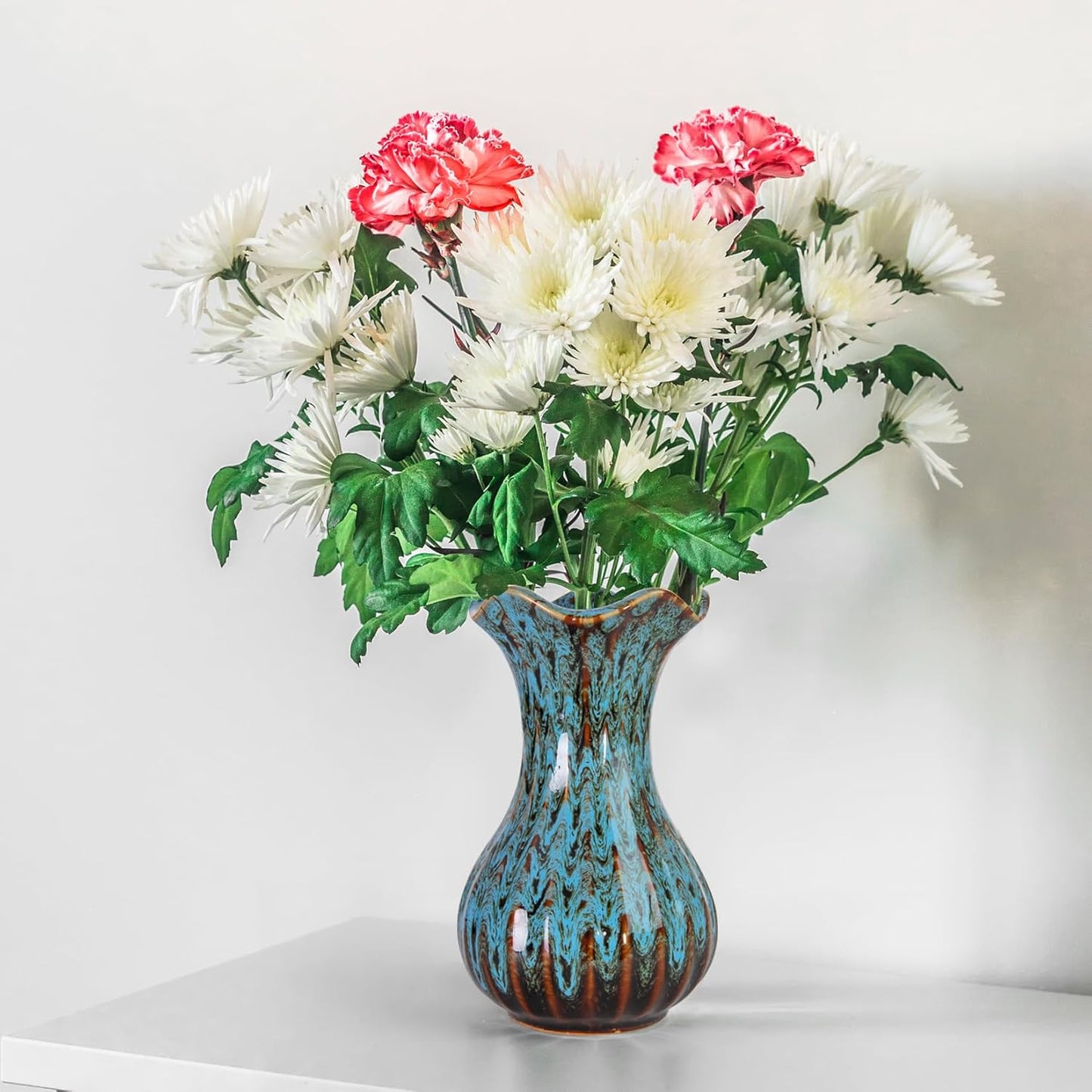 Elegant Blue Ceramic Vase - Modern Small Flower Centerpiece for Home, Office & Special Occasions