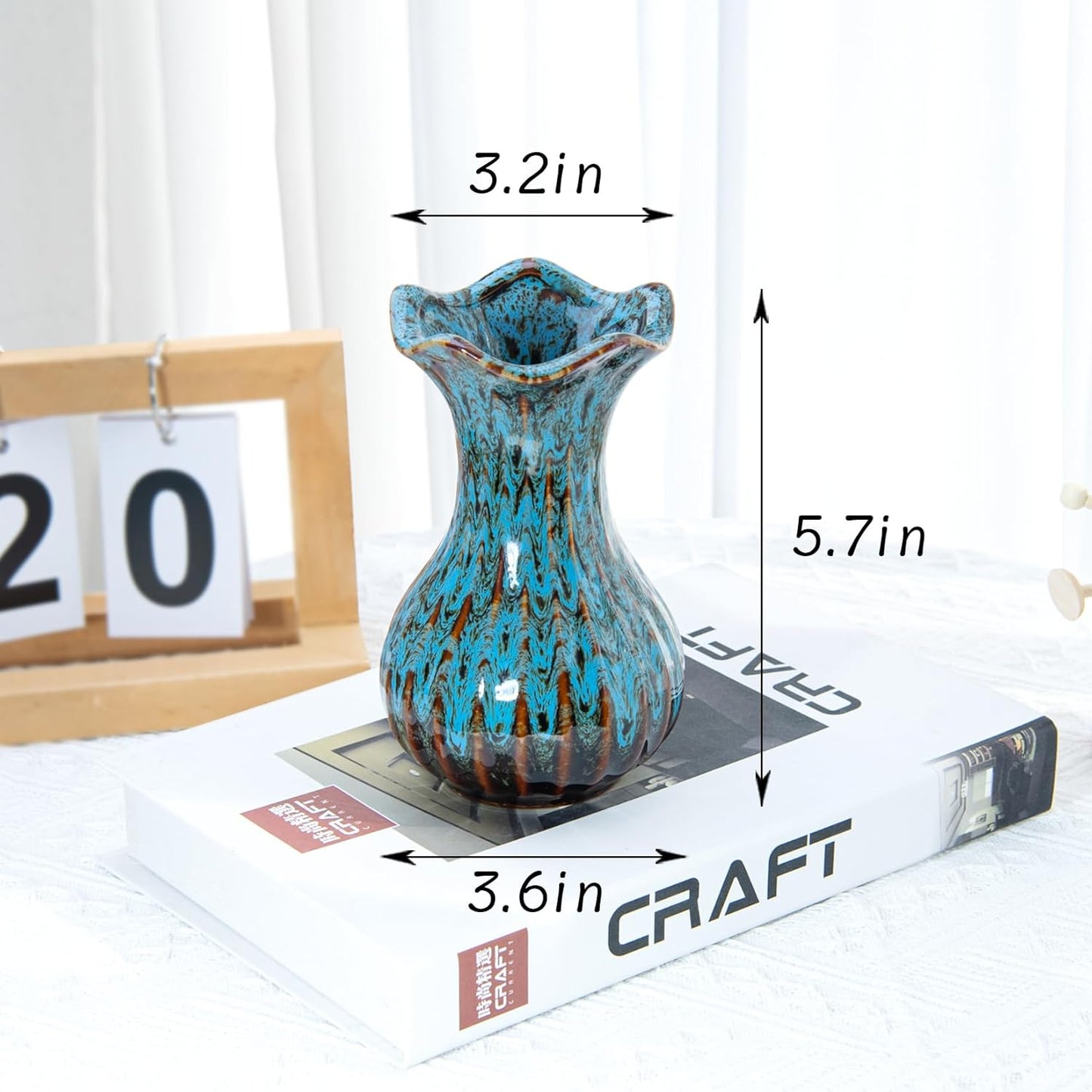 Elegant Blue Ceramic Vase - Modern Small Flower Centerpiece for Home, Office & Special Occasions