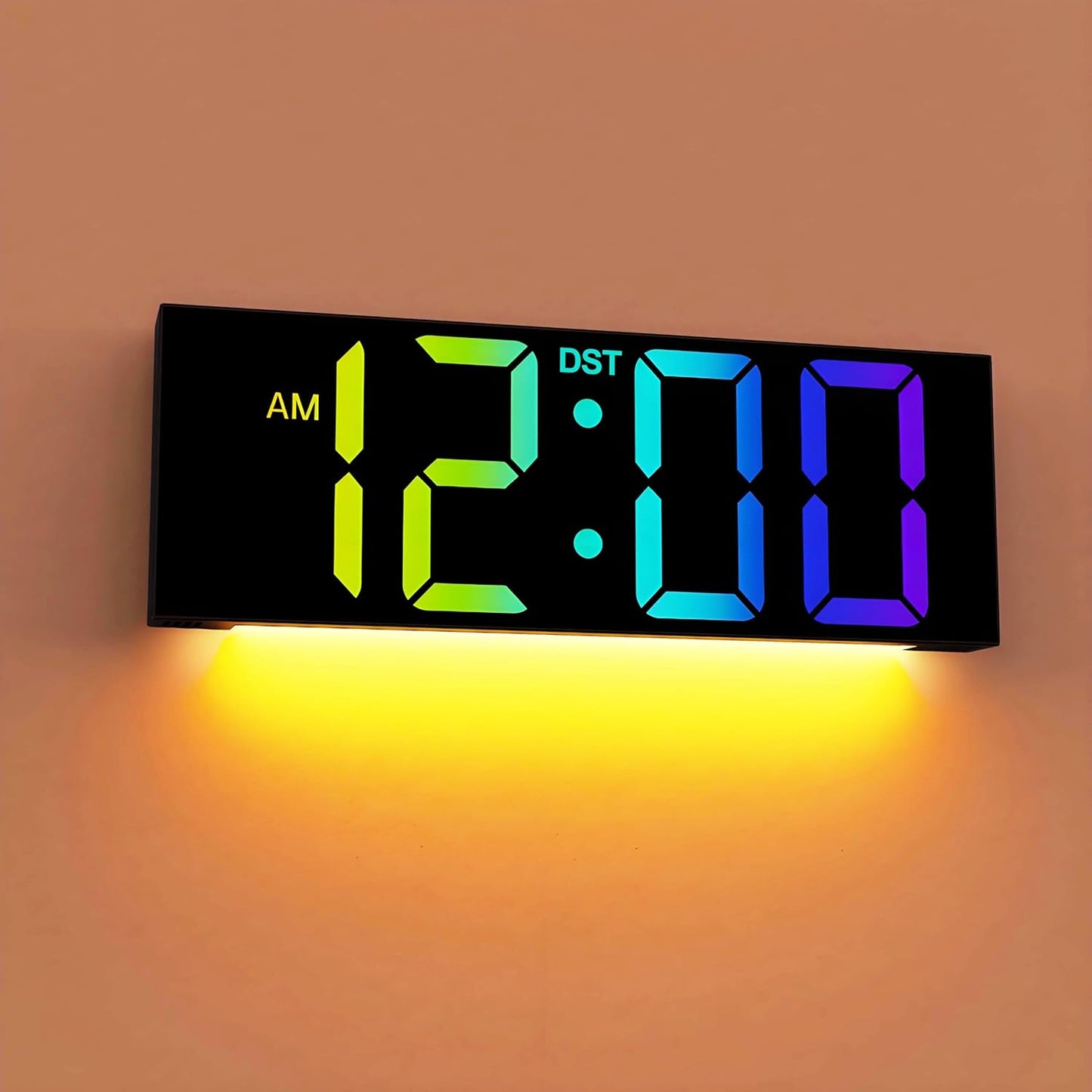 12'' Large Digital Wall Clock with Big LED Display, RGB Colors, Night Light - Perfect for Classroom, Living Room, Bedroom & Ideal Gift for Seniors and Loved Ones