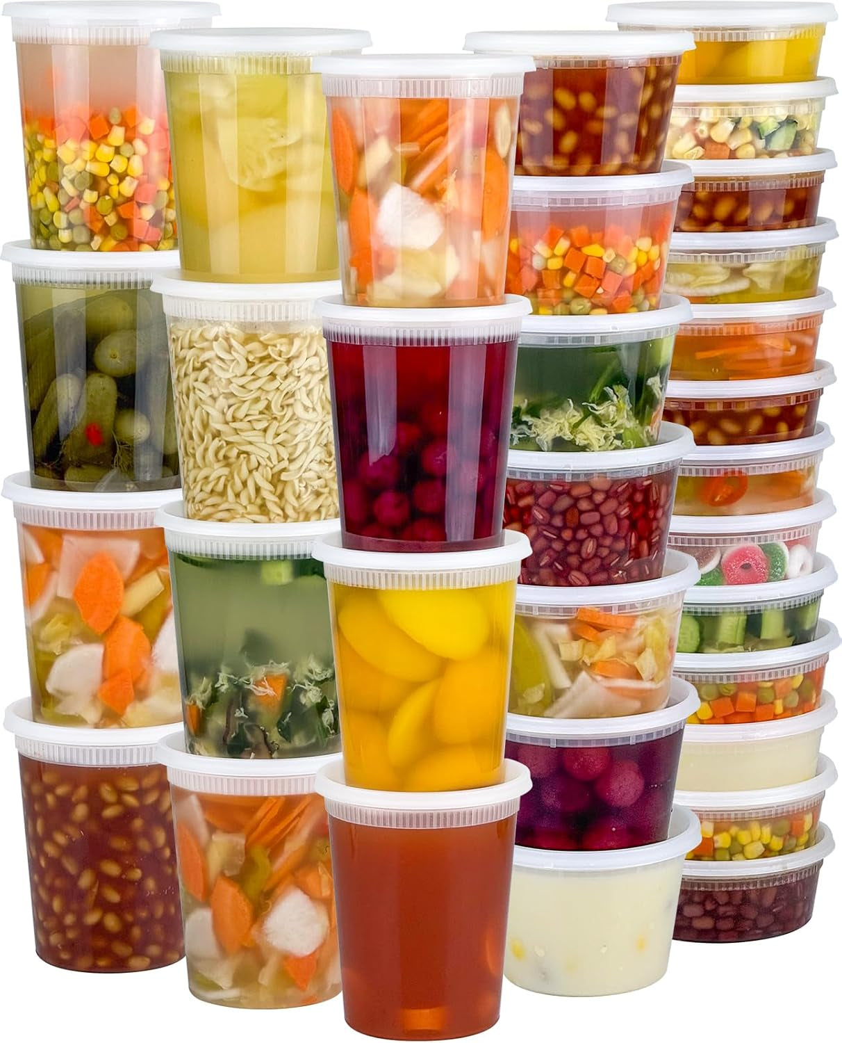 60 Sets of Leak-Proof Deli Containers with Lids - 120-Piece Airtight Food Storage Solution (32/16/8 Oz) - BPA Free, Microwave, Freezer & Dishwasher Safe