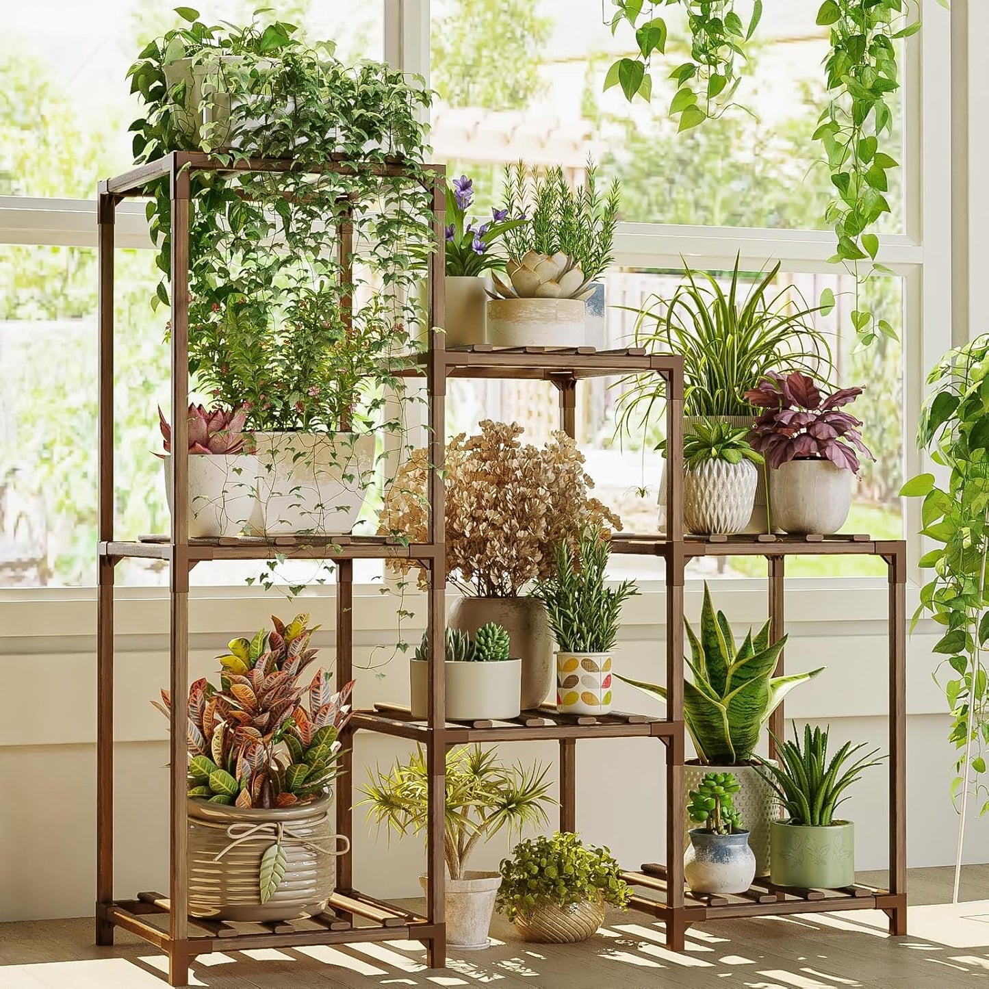 Stylish 3-Tier Indoor & Outdoor Wood Plant Stand - Perfect for Boho Home Decor and Gardening!
