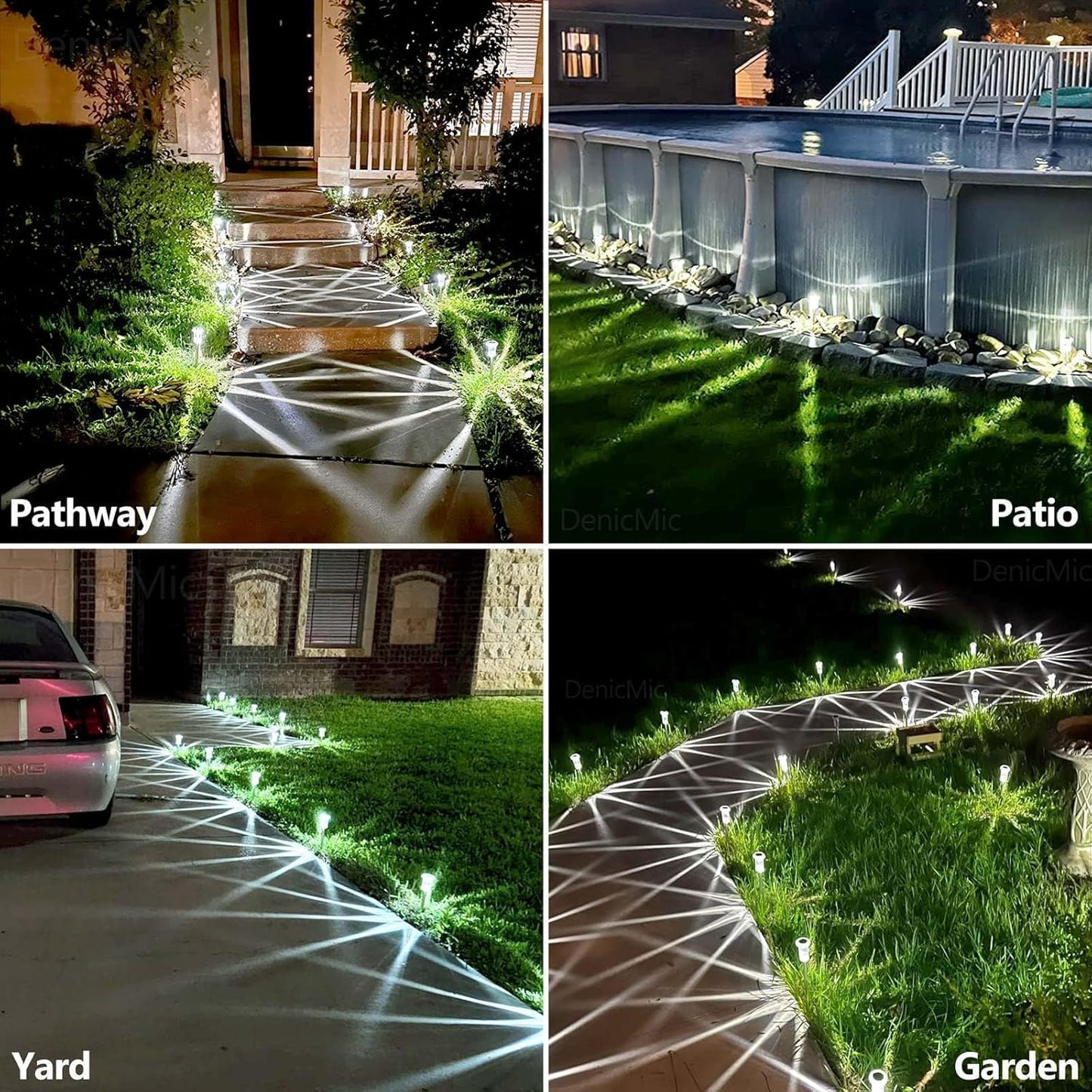 10-Pack Solar Pathway Lights - 6000K LED Waterproof Acrylic & Stainless Steel for Stunning Yard, Garden, and Driveway Illumination