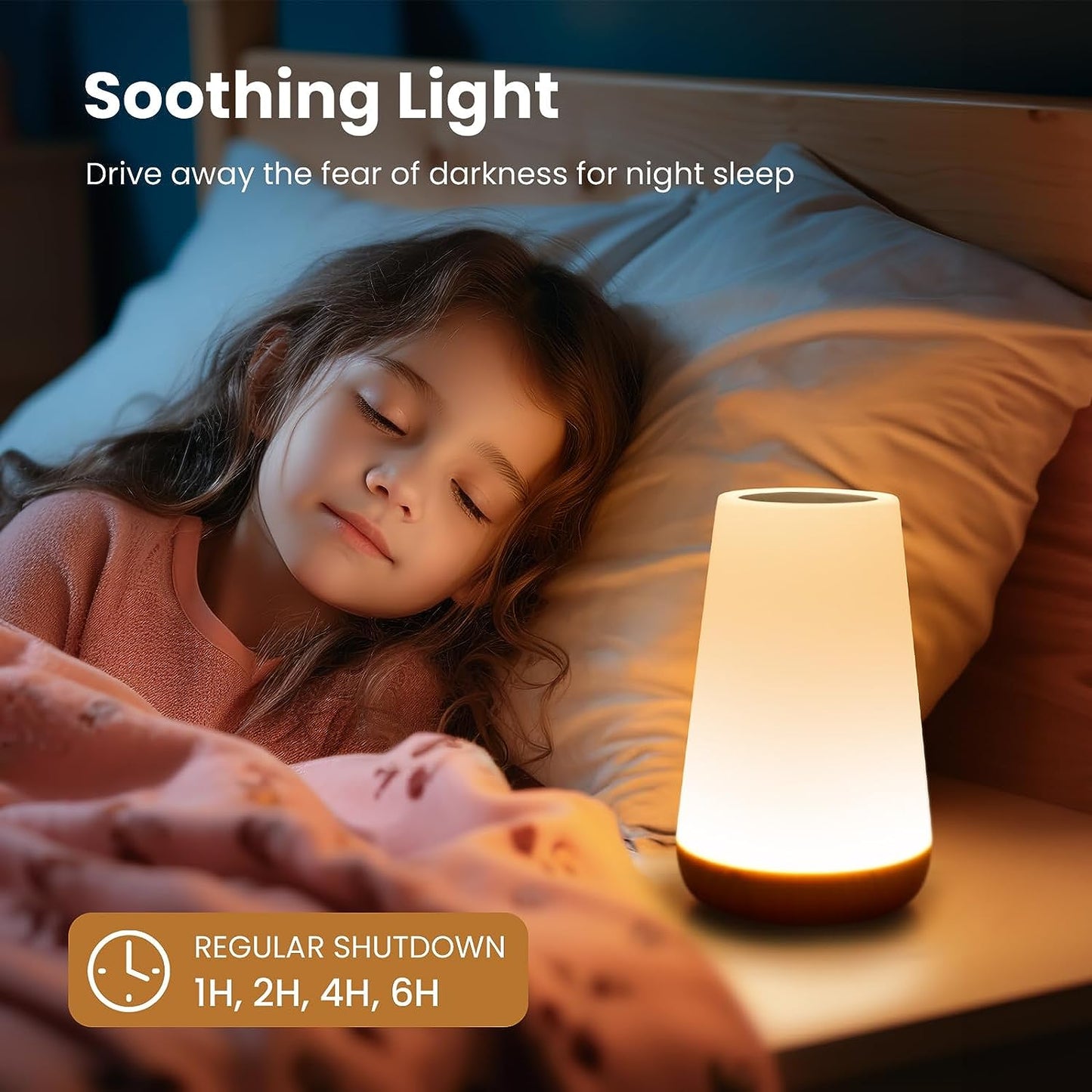 Dimmable Touch Night Light - Portable Bedside Lamp with 5 Brightness Levels & 13 RGB Colors for Nursery, Bedroom & Bathroom