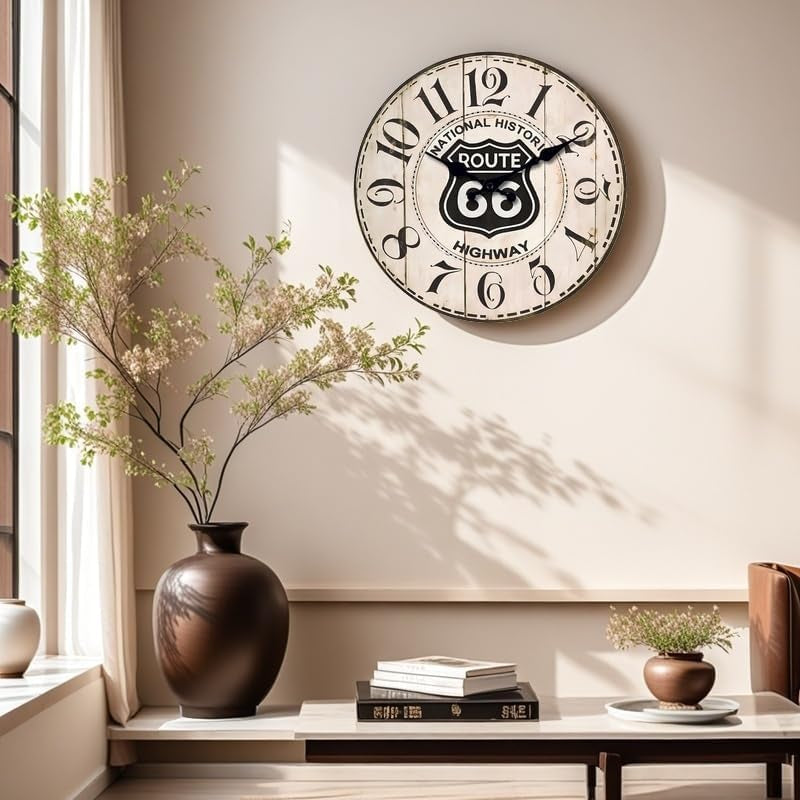Elegant 12-Inch Silent Wall Clock with Light Wood Grain Finish and Arabic Numerals - Perfect Decorative Piece for Home or Office