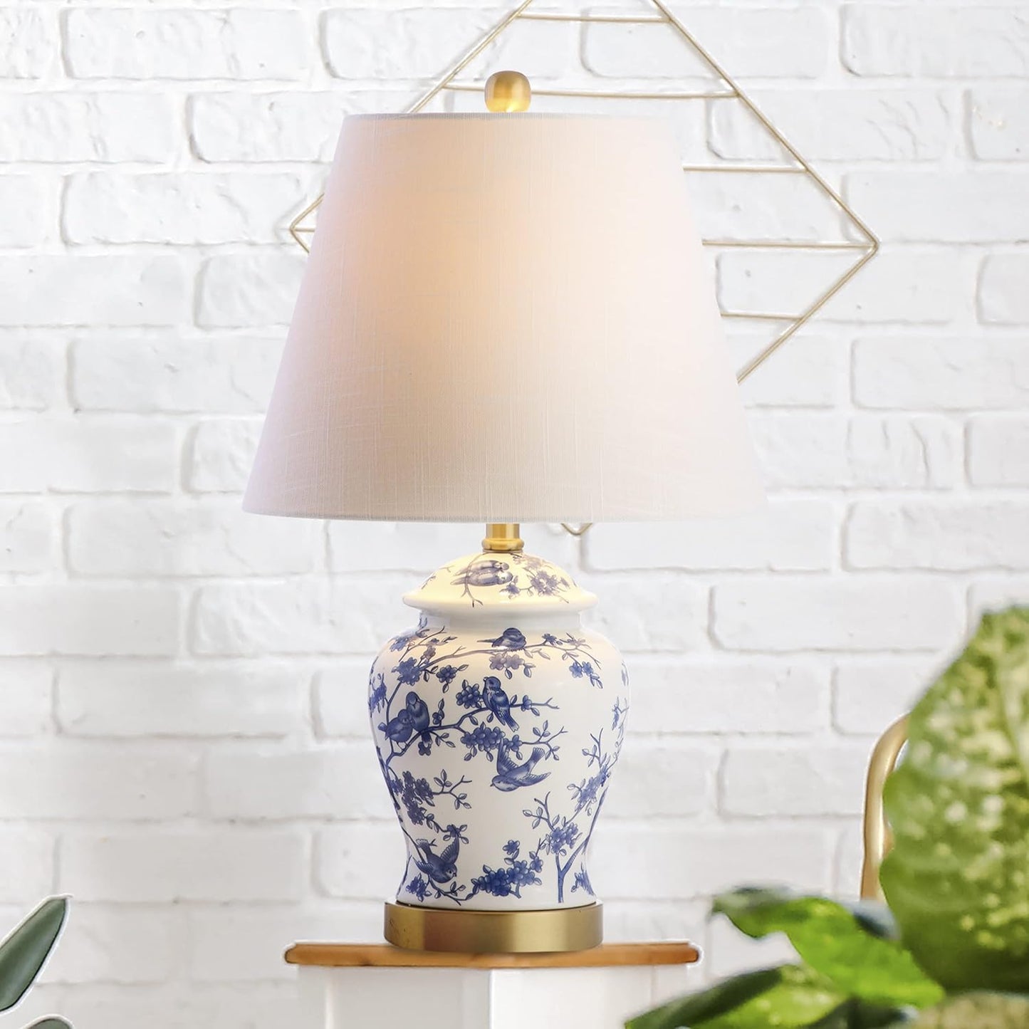 Elegant Chinoiserie 22" LED Table Lamp - Perfect for Bedroom, Living Room, or Office - Includes LED Bulb - Blue/White Design