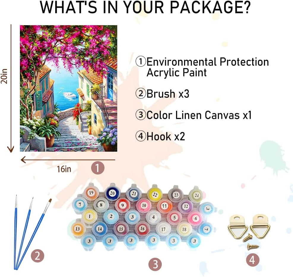 Paint by Number Kit for Adults - Easy DIY Acrylic Painting for Beginners, Perfect Gift for Home Wall Decor (16”W X 20”L)